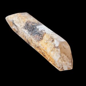 Double terminated quartz crystal, swiss alps mineral, natural orange quartz with coating, raw floater crystal, rare alpine specimen