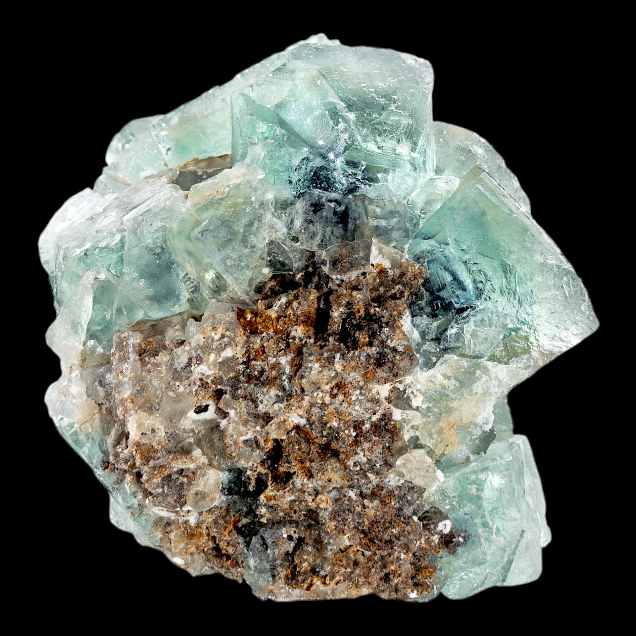 Green fluorite crystal cluster natural fluorite on matrix cubic fluorite specimen from namibia mineral crystal for collectors display - Image 4