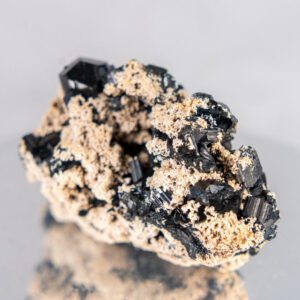 Black tourmaline crystal cluster from minas gerais, schorl on feldspar matrix, brazil mineral specimen for collection, display crystal