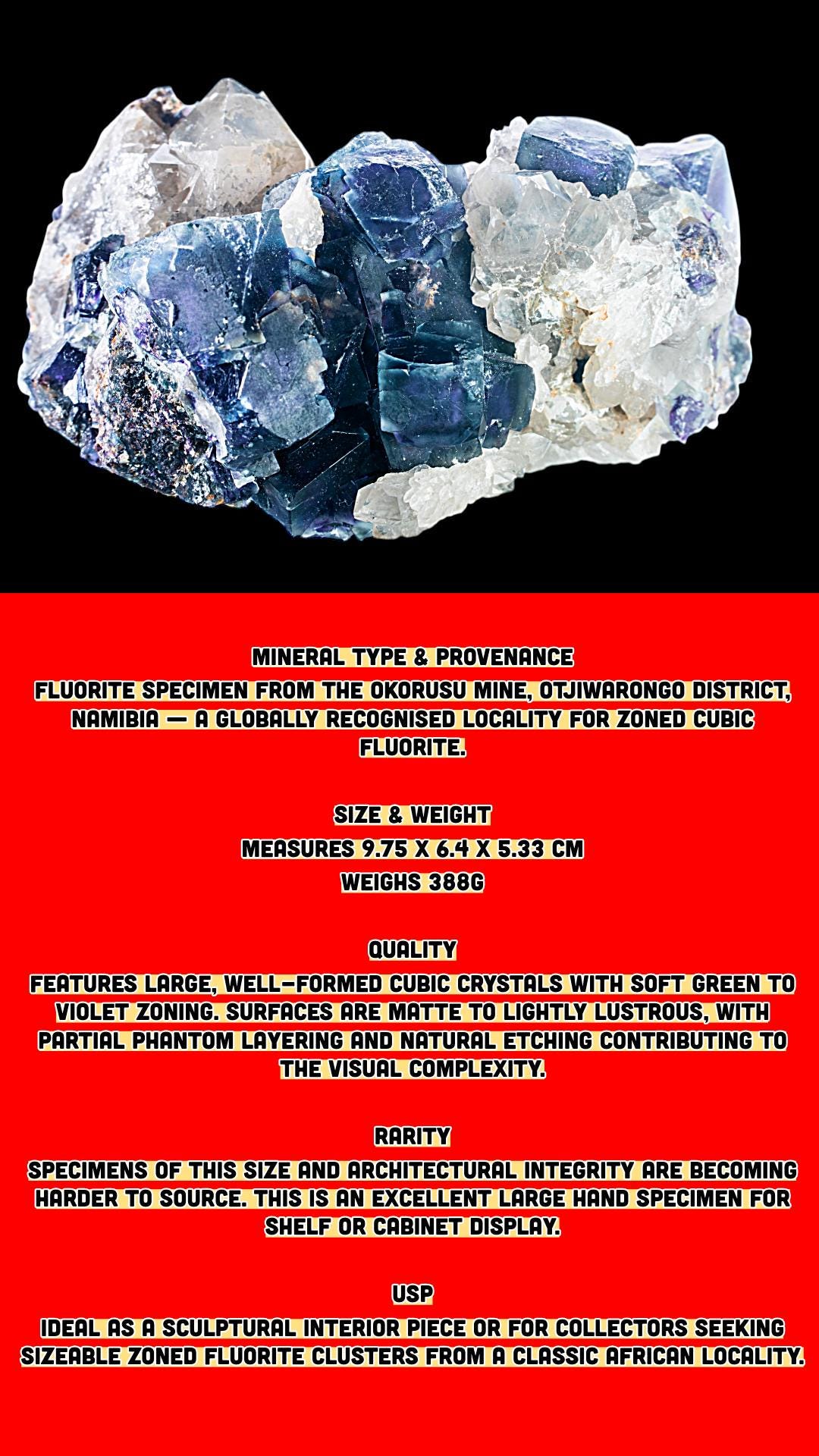 Large fluorite crystal for home decor, raw healing crystal, natural fluorite specimen, crystal shelf display, spiritual home accessory - Image 6