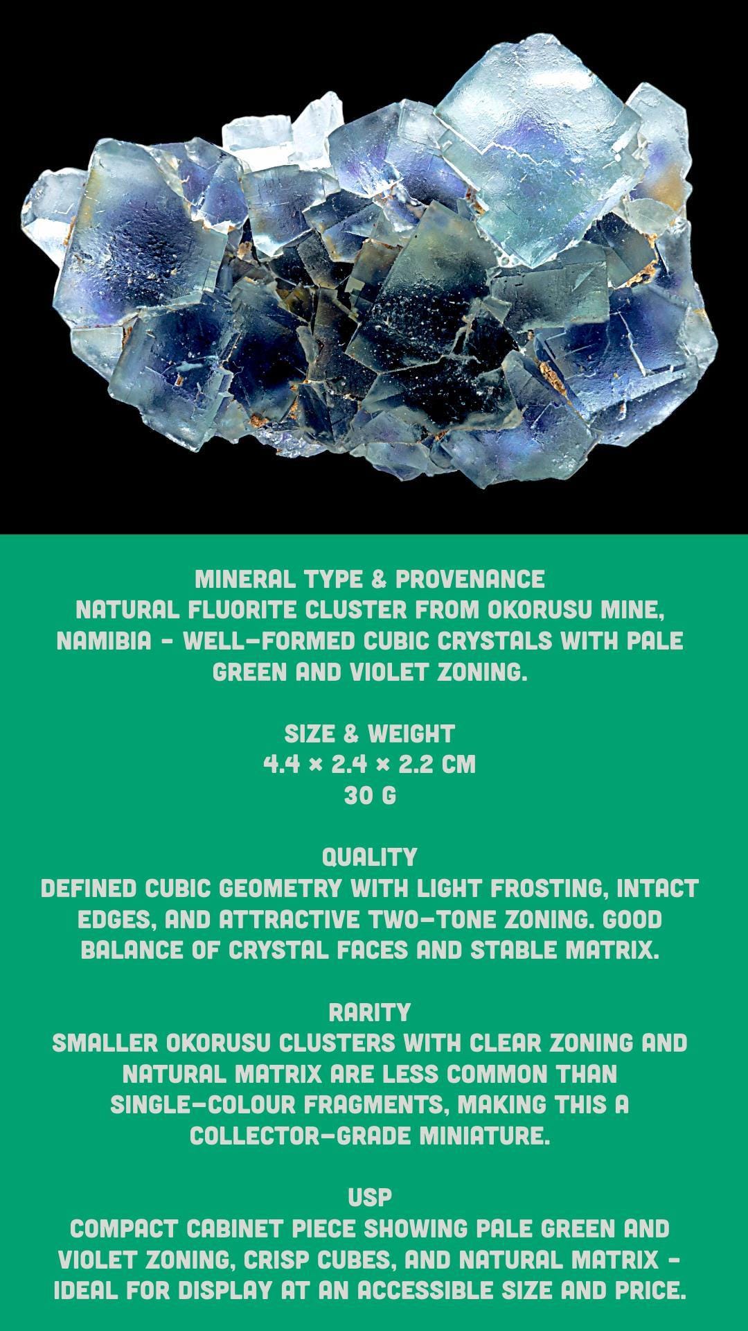 Green fluorite cluster, natural fluorite crystal specimen with cubic formation, okorusu fluorite from namibia, raw fluorite - Image 8