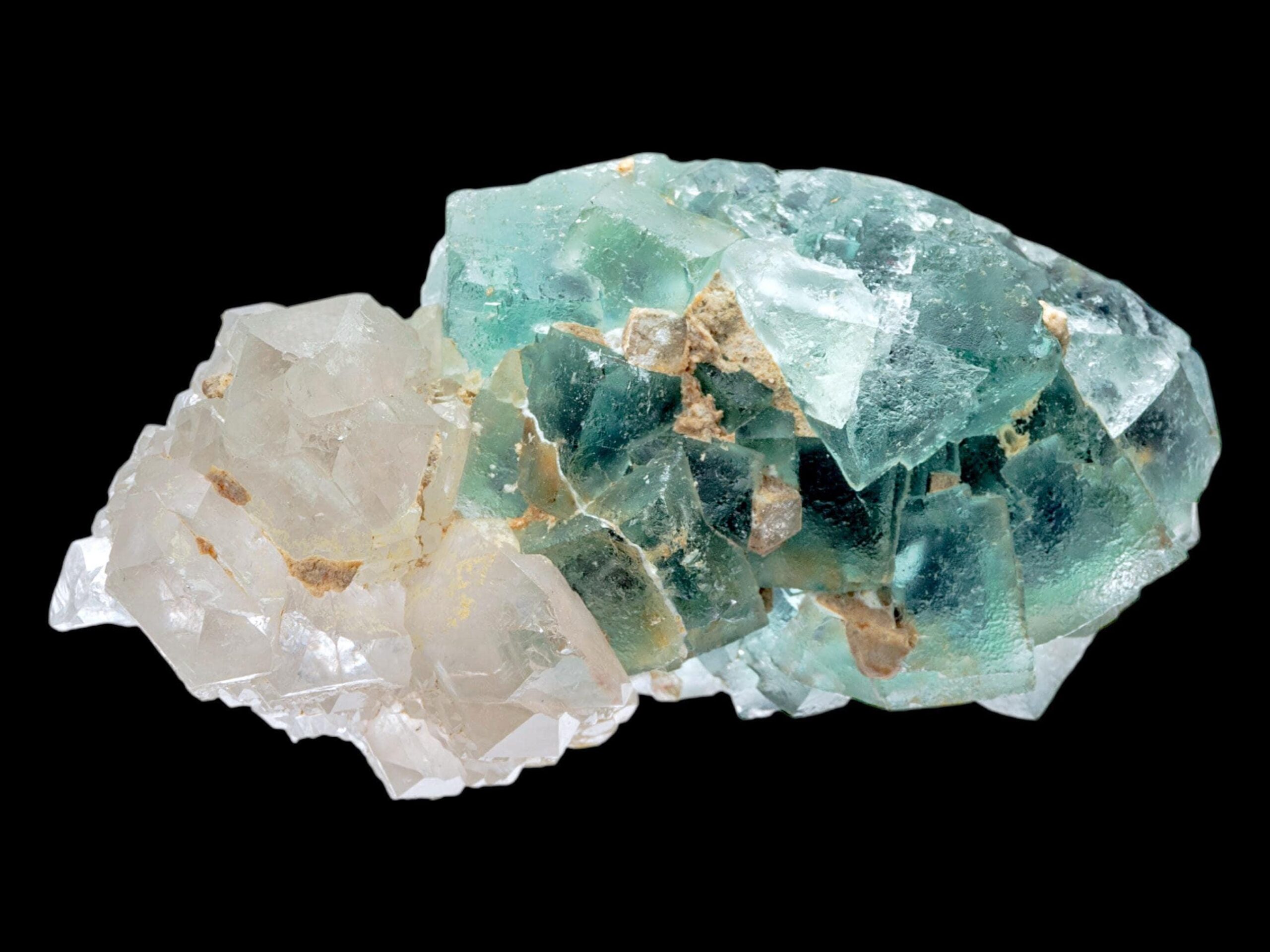 Fluorite with quartz cluster, green fluorite cubes with quartz points, natural fluorite specimen from namibia, rare display crystal