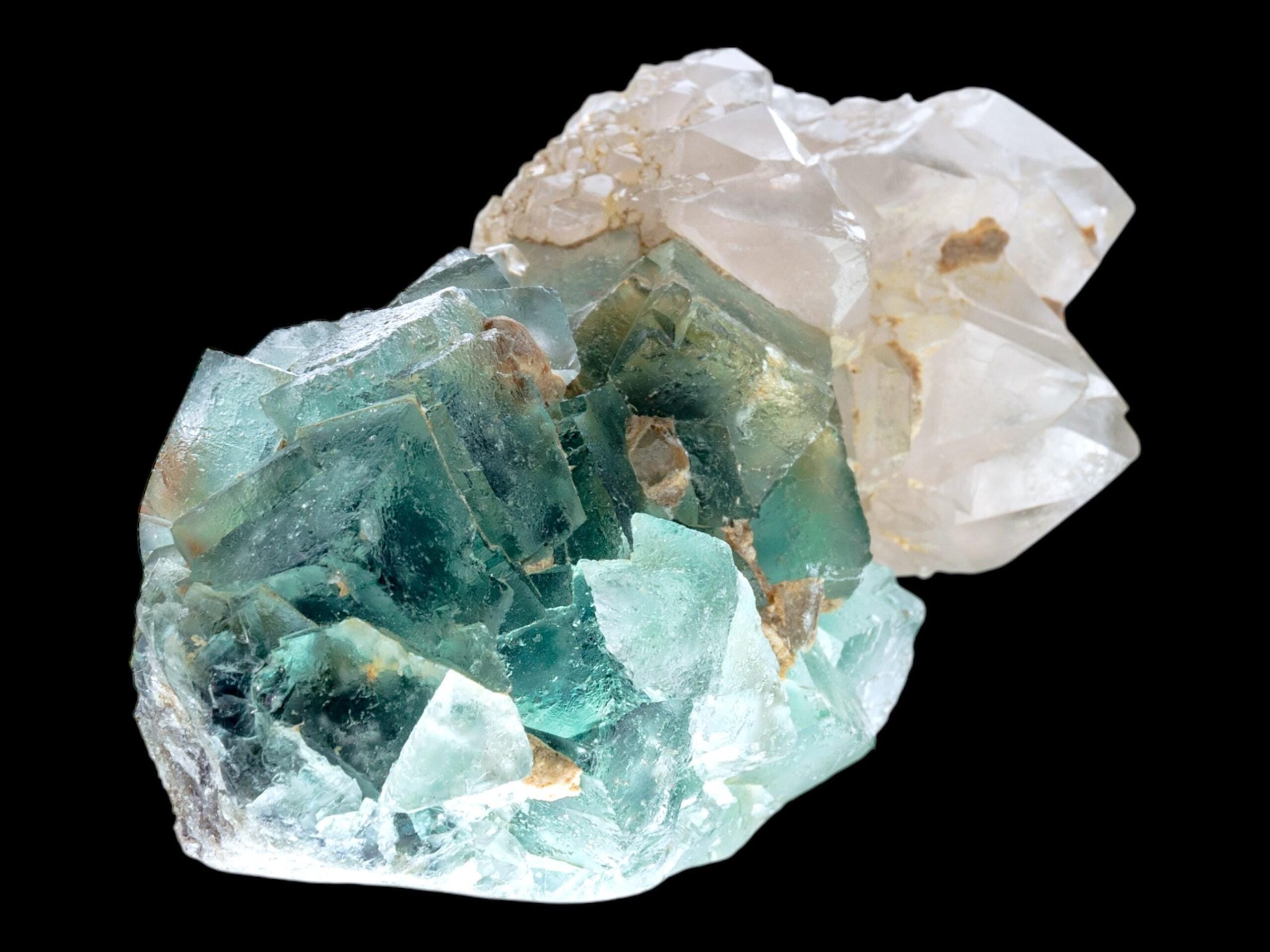 Fluorite with quartz cluster, green fluorite cubes with quartz points, natural fluorite specimen from namibia, rare display crystal - Image 3