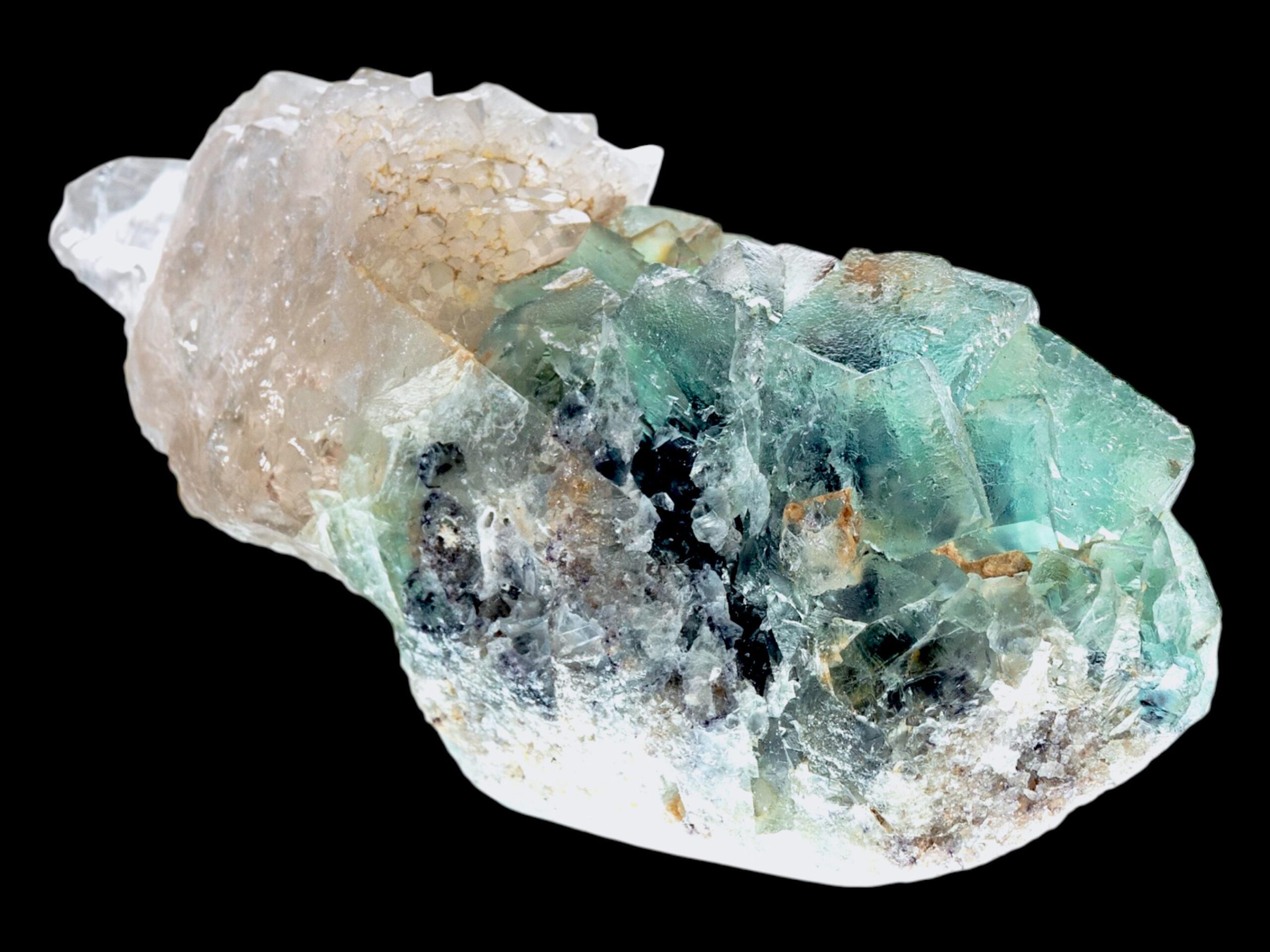 Fluorite with quartz cluster, green fluorite cubes with quartz points, natural fluorite specimen from namibia, rare display crystal - Image 6