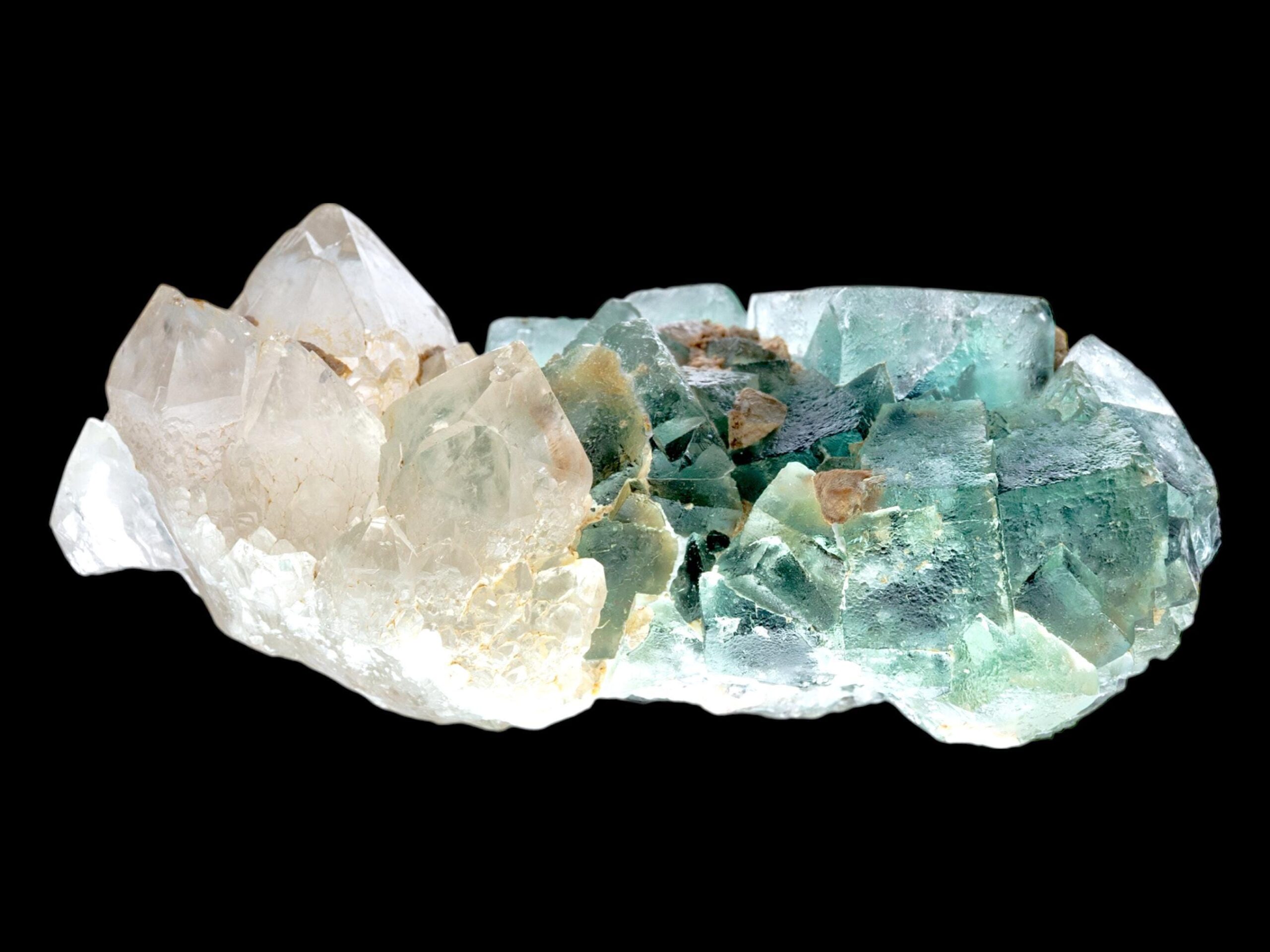 Fluorite with quartz cluster, green fluorite cubes with quartz points, natural fluorite specimen from namibia, rare display crystal - Image 7