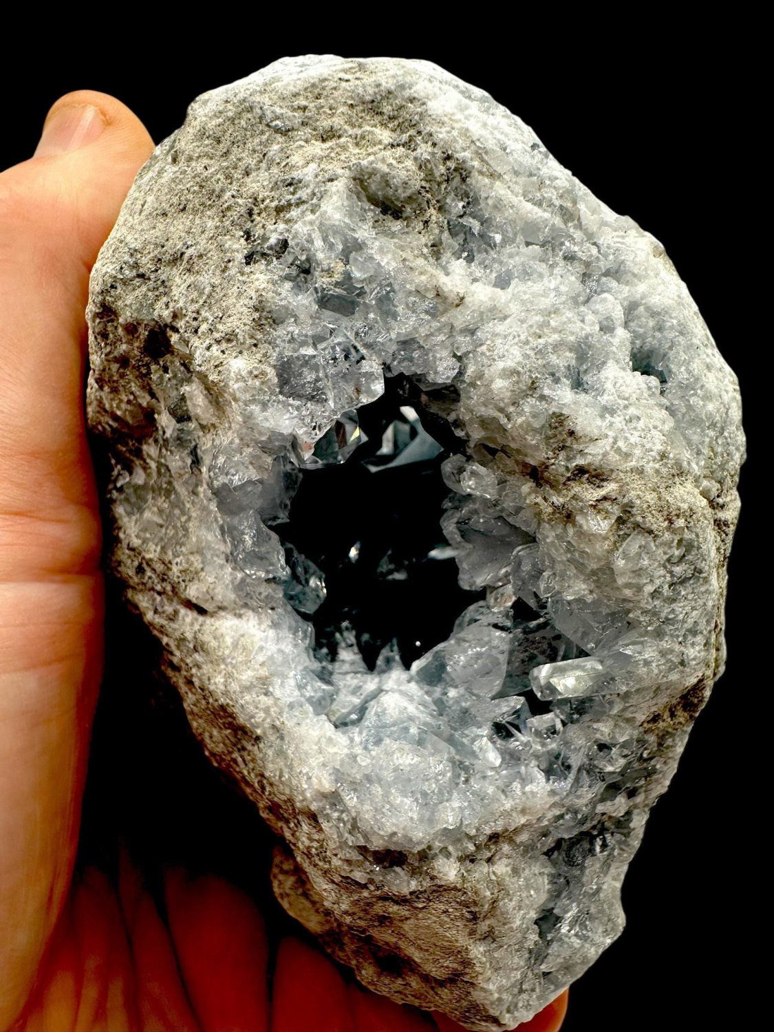 Celestite geode large crystal cluster natural celestite from madagascar for home decor or healing use display mineral - Image 5