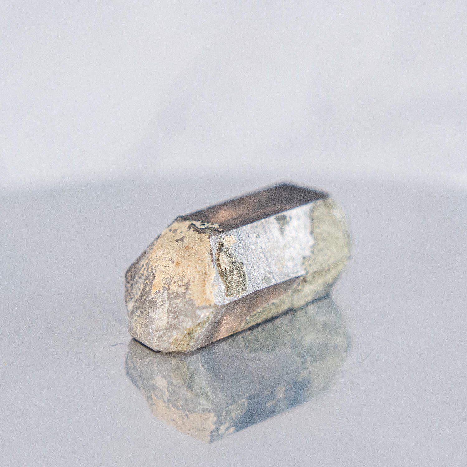 Smoky quartz crystal from swiss alps, double terminated floater with chlorite, rare natural alpine quartz mineral for collector or gift - Image 3