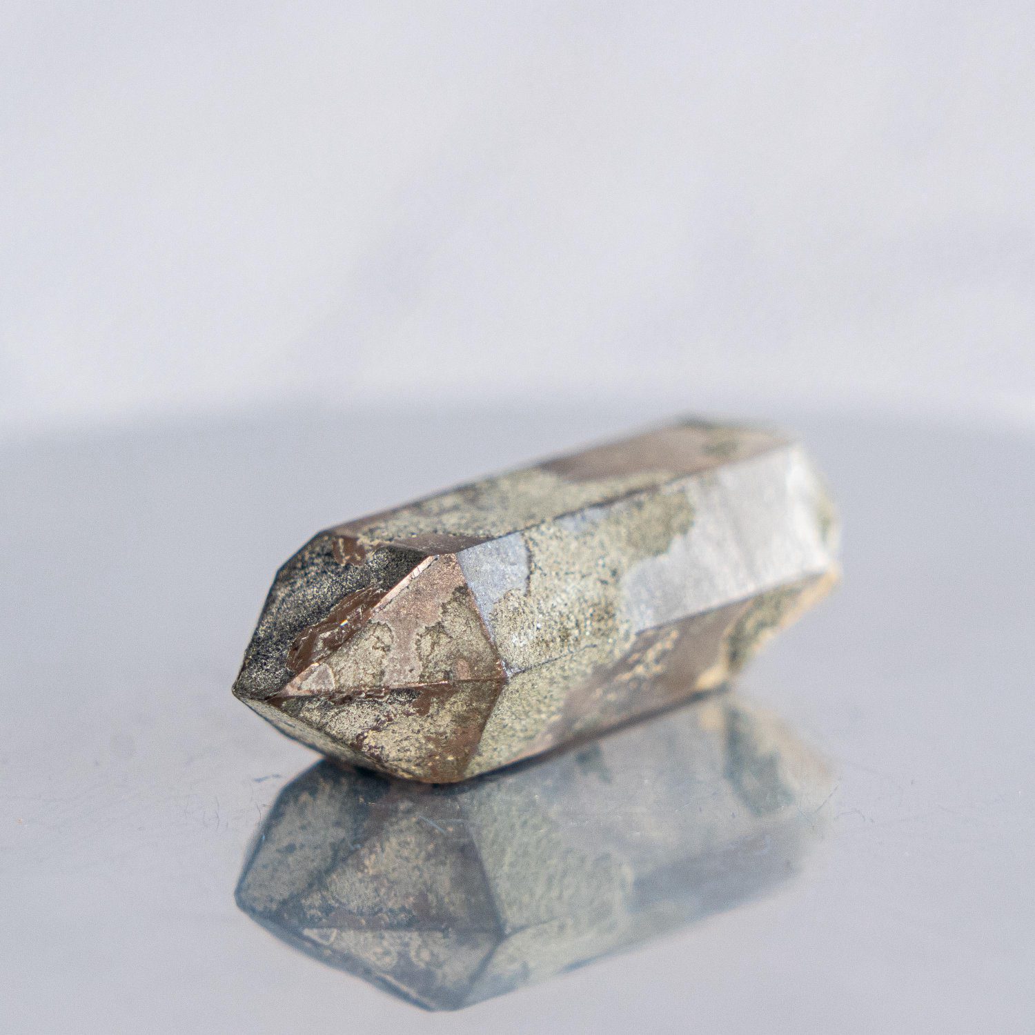 Smoky quartz crystal from swiss alps, double terminated floater with chlorite, rare natural alpine quartz mineral for collector or gift - Image 4