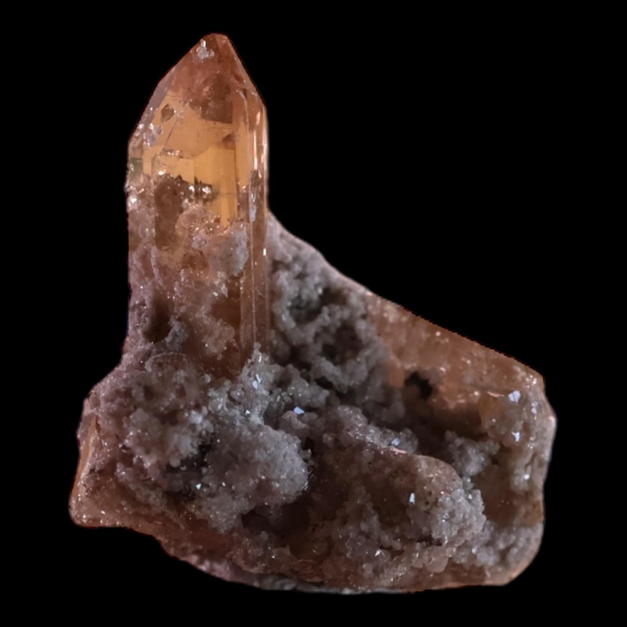 Sherry topaz crystal with bixbyite, natural amber topaz from topaz mountain utah, rare mineral specimen for collectors - Image 2