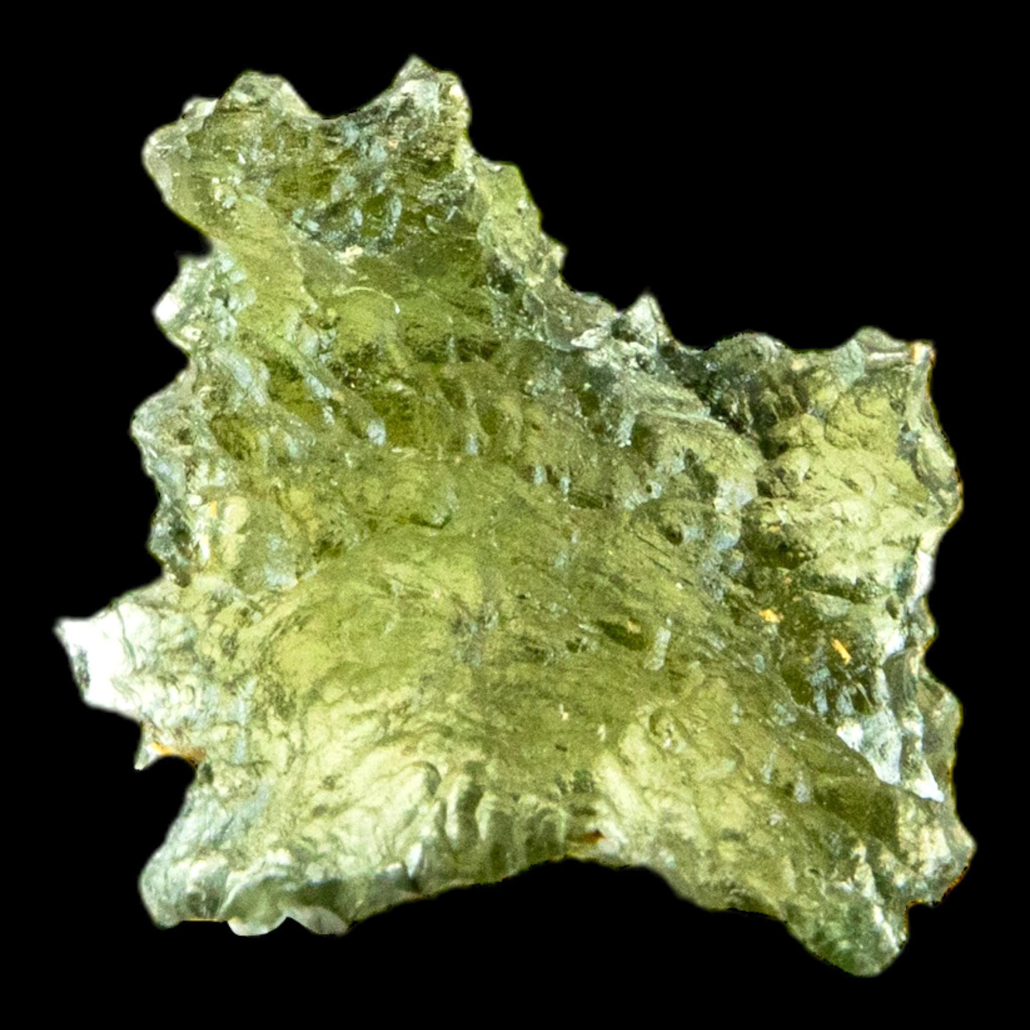 Hedgehog moldavite crystal, raw green moldavite tektite from czech republic, natural moldavite specimen with sharp spiky texture - Image 2