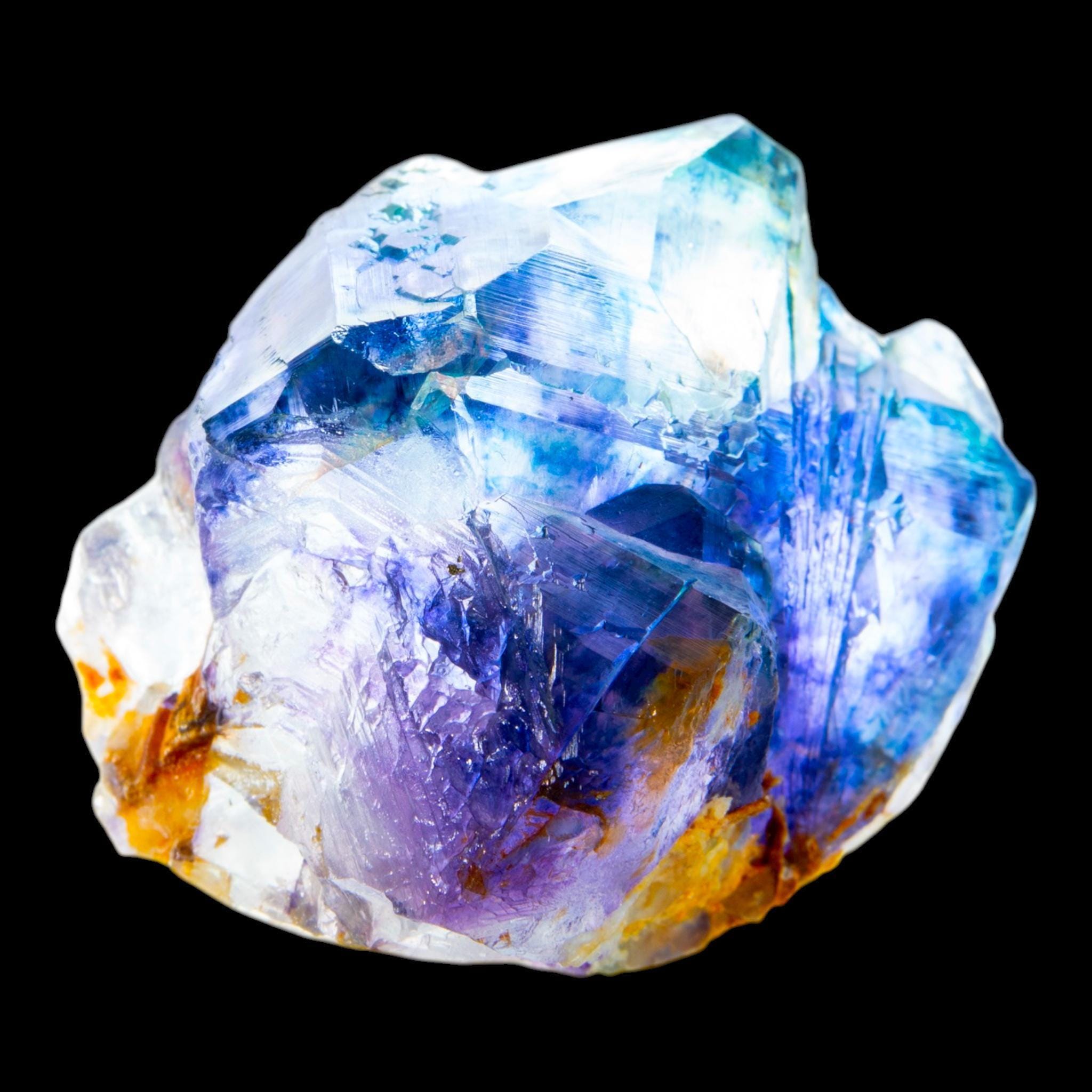 Fluorite crystal purple and blue, natural fluorite specimen with amber zoning, raw fluorite cluster for collectors and home decor - Image 2