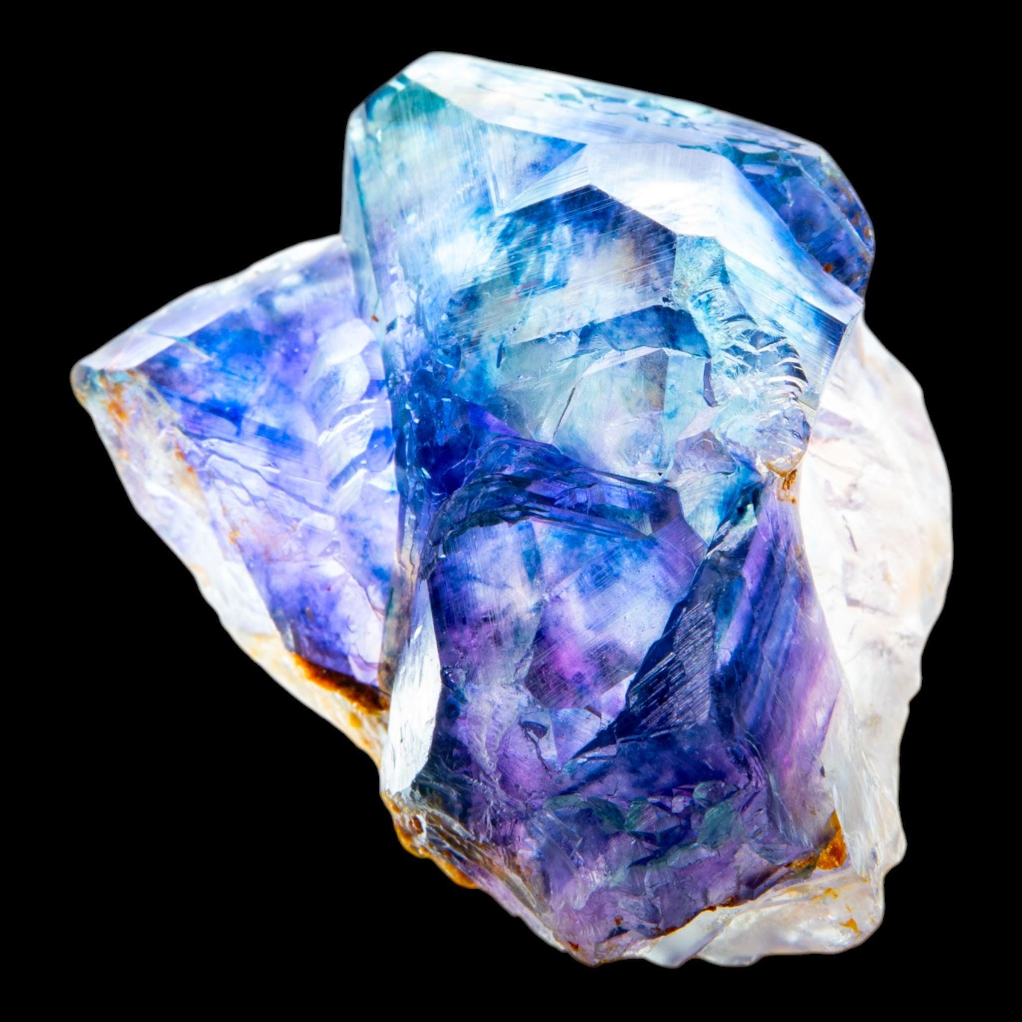 Fluorite crystal purple and blue, natural fluorite specimen with amber zoning, raw fluorite cluster for collectors and home decor - Image 3