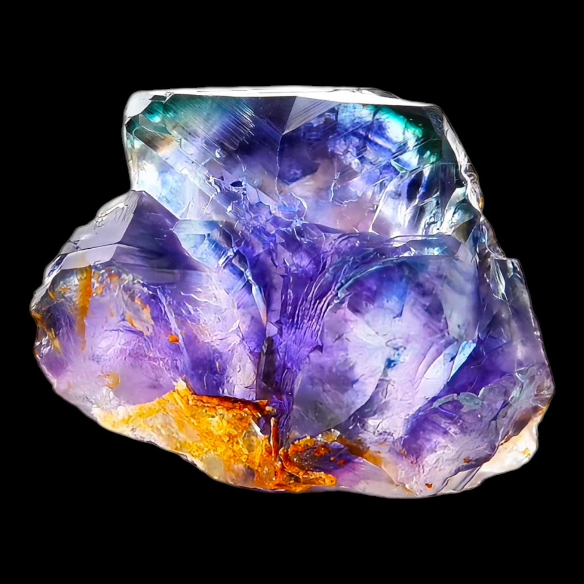 Fluorite crystal purple and blue, natural fluorite specimen with amber zoning, raw fluorite cluster for collectors and home decor - Image 4