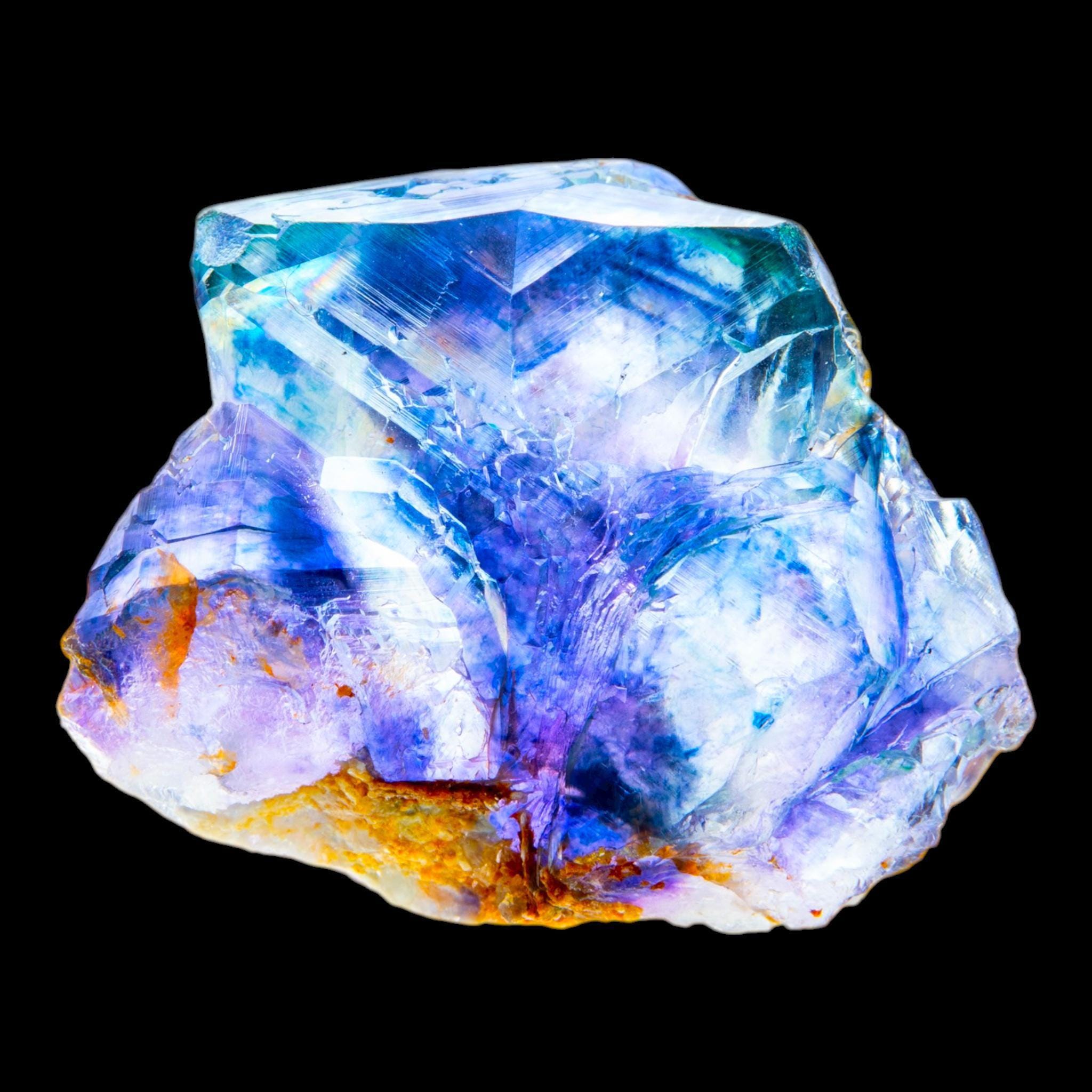 Fluorite crystal purple and blue, natural fluorite specimen with amber zoning, raw fluorite cluster for collectors and home decor - Image 5