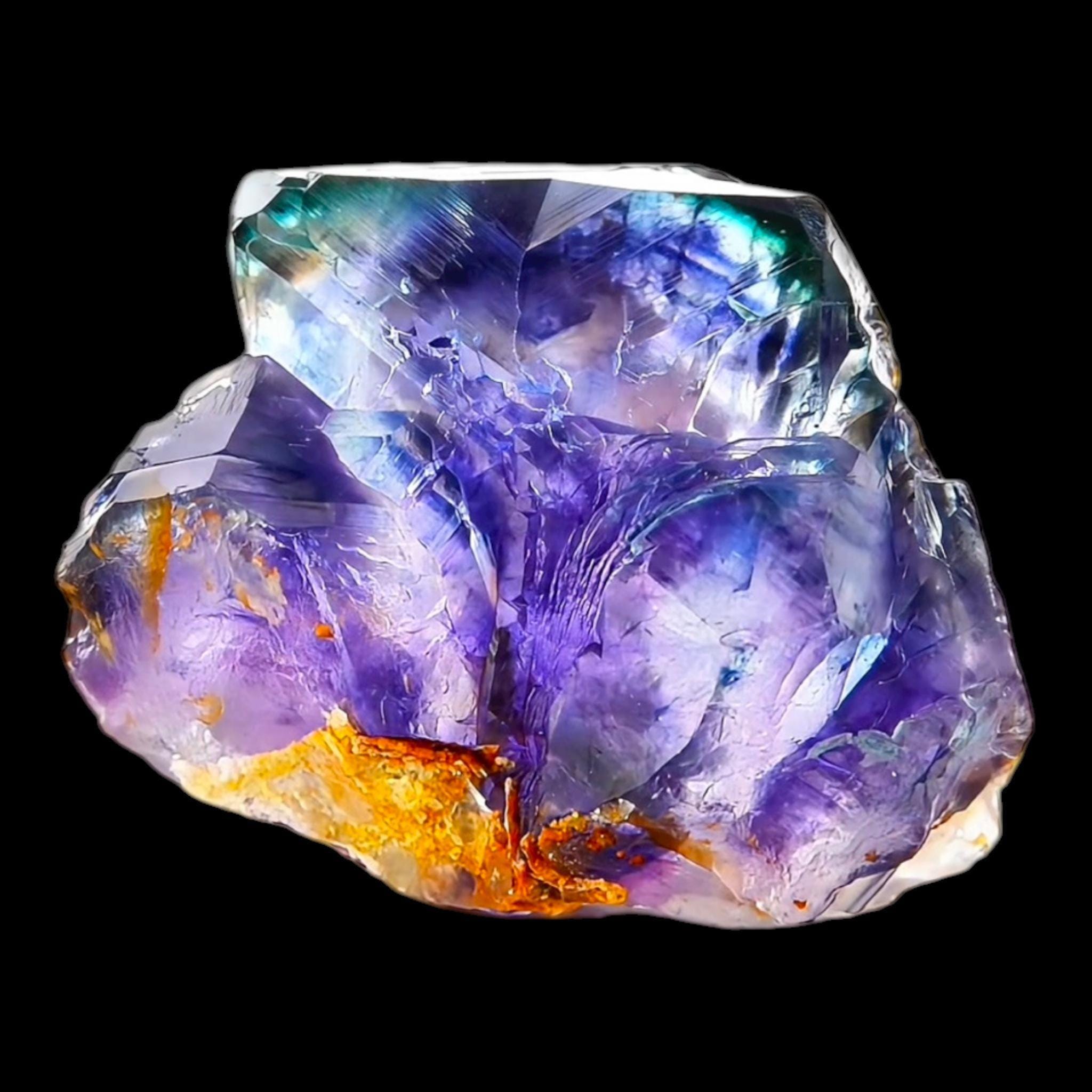 Fluorite crystal purple and blue, natural fluorite specimen with amber zoning, raw fluorite cluster for collectors and home decor - Image 6