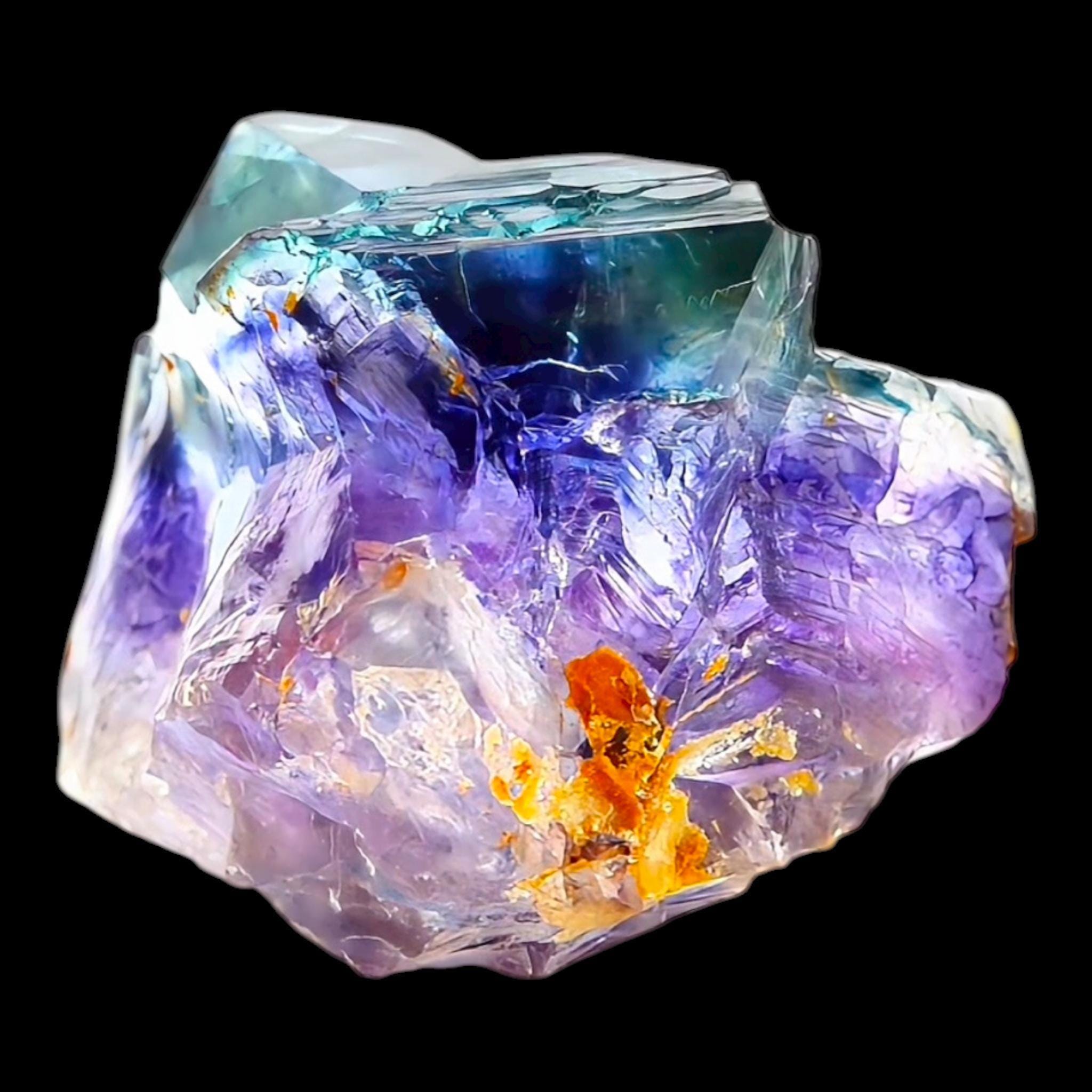Fluorite crystal purple and blue, natural fluorite specimen with amber zoning, raw fluorite cluster for collectors and home decor - Image 7