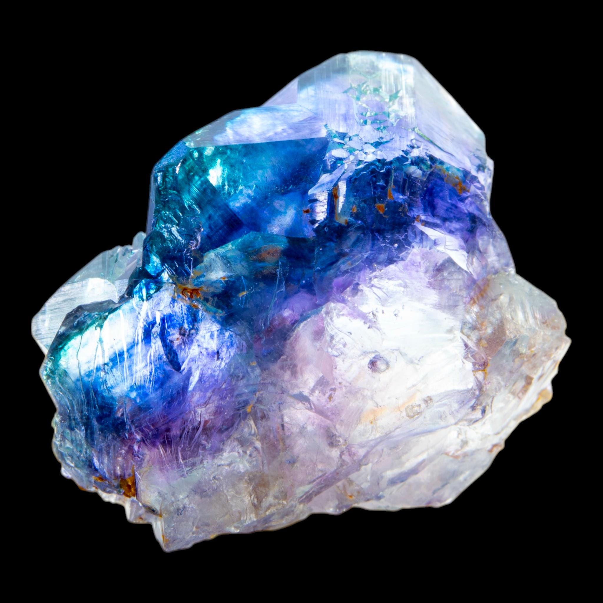 Fluorite crystal purple and blue, natural fluorite specimen with amber zoning, raw fluorite cluster for collectors and home decor - Image 8