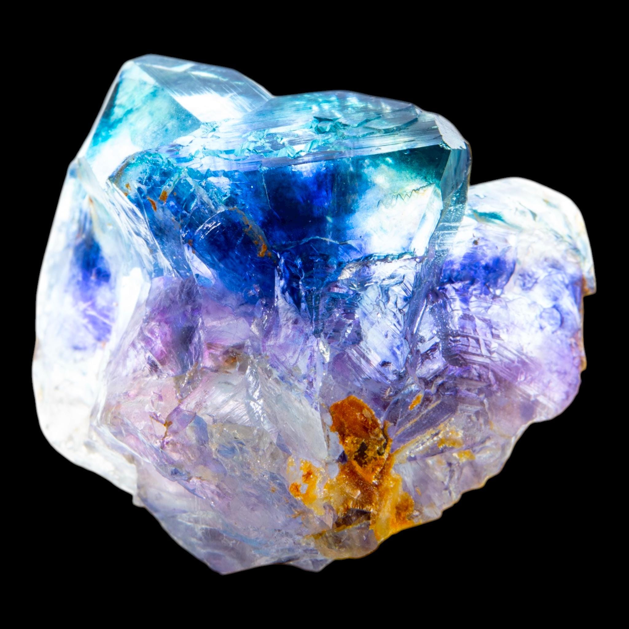 Fluorite crystal purple and blue, natural fluorite specimen with amber zoning, raw fluorite cluster for collectors and home decor - Image 9