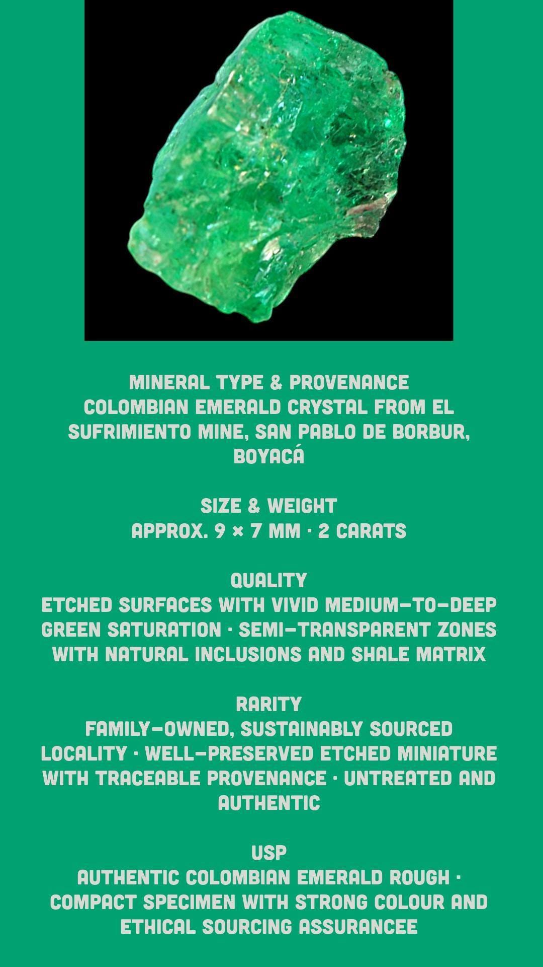 Emerald crystal specimen natural colombian emerald raw green crystal sustainably sourced from family mine - Image 9