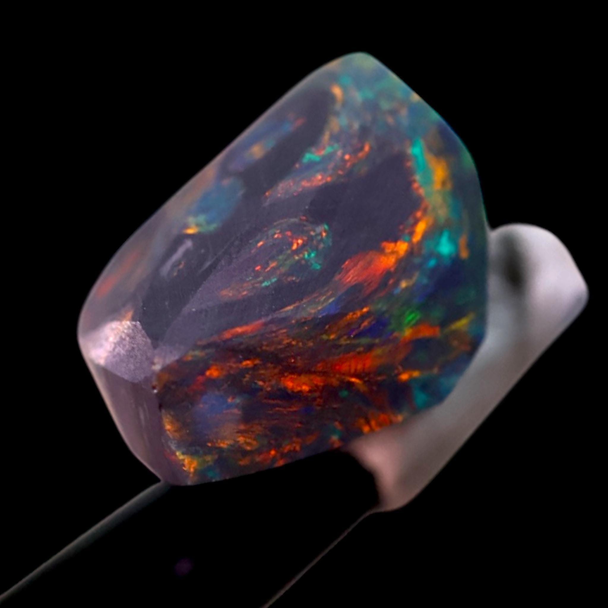 Black opal rub from lightning ridge, natural australian opal with red fire, rare opal for cutters and collectors - Image 2