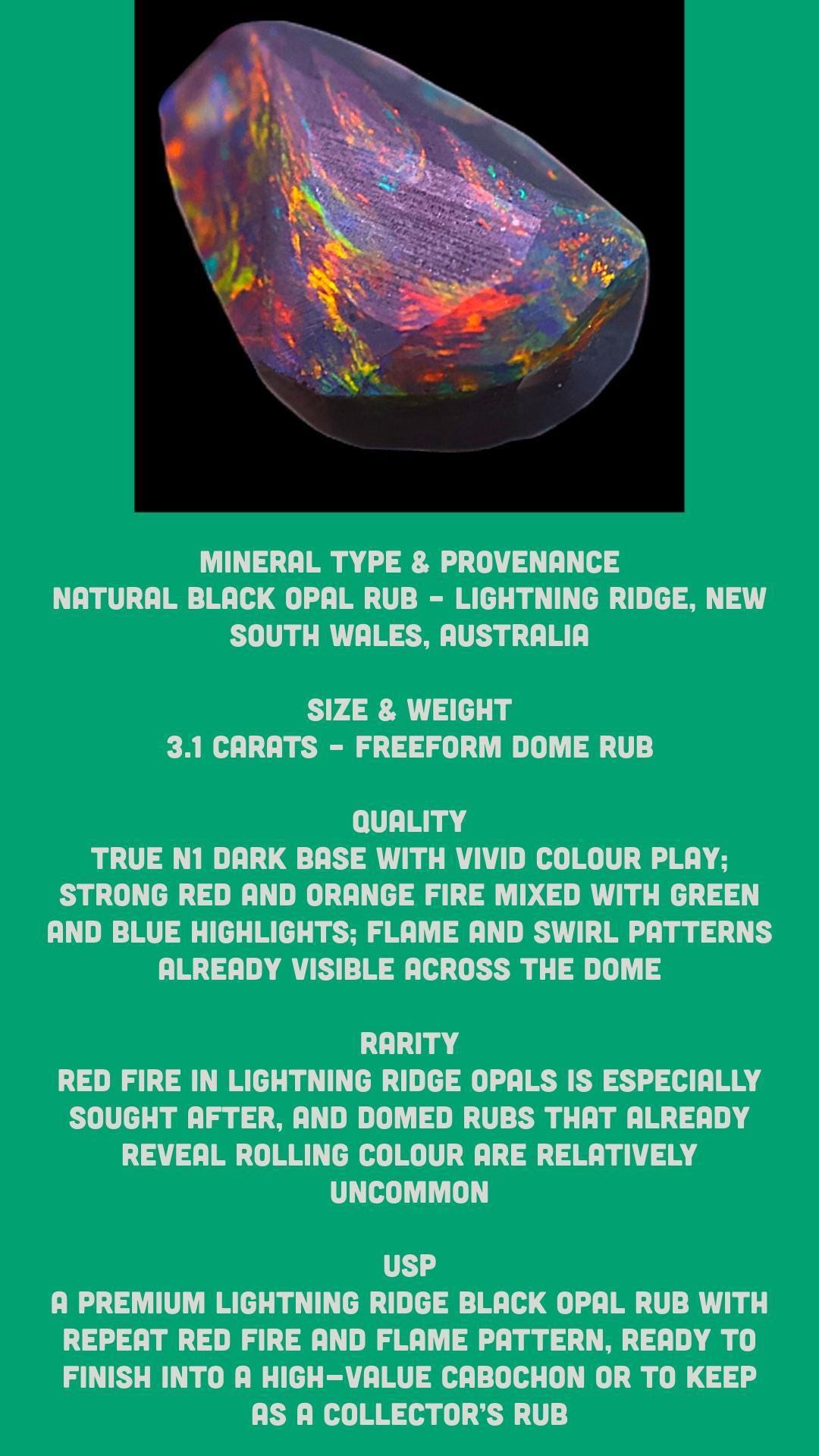 Black opal rub from lightning ridge, natural australian opal with red fire, rare opal for cutters and collectors - Image 9