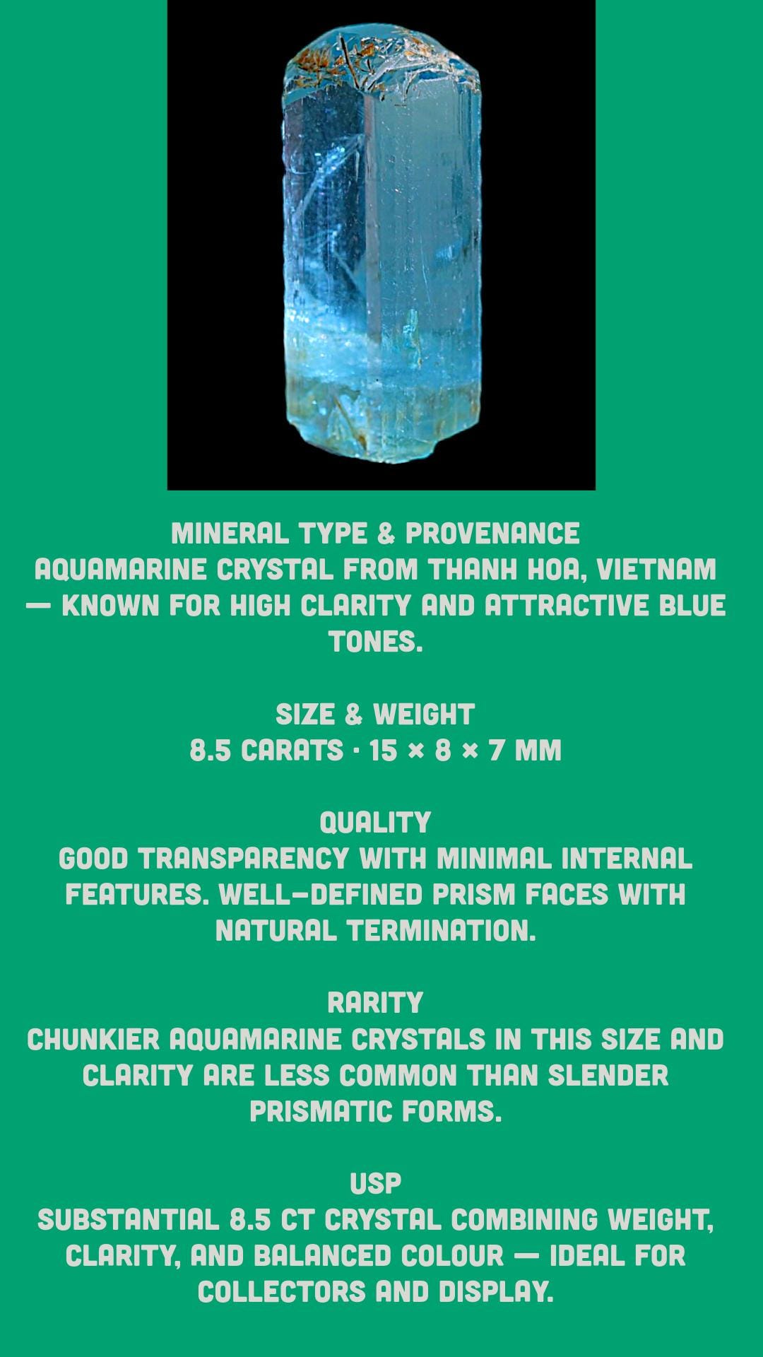 Aquamarine crystal natural blue aquamarine raw aquamarine crystal clear aquamarine crystal aquamarine specimen mineral for collectors - Image 9