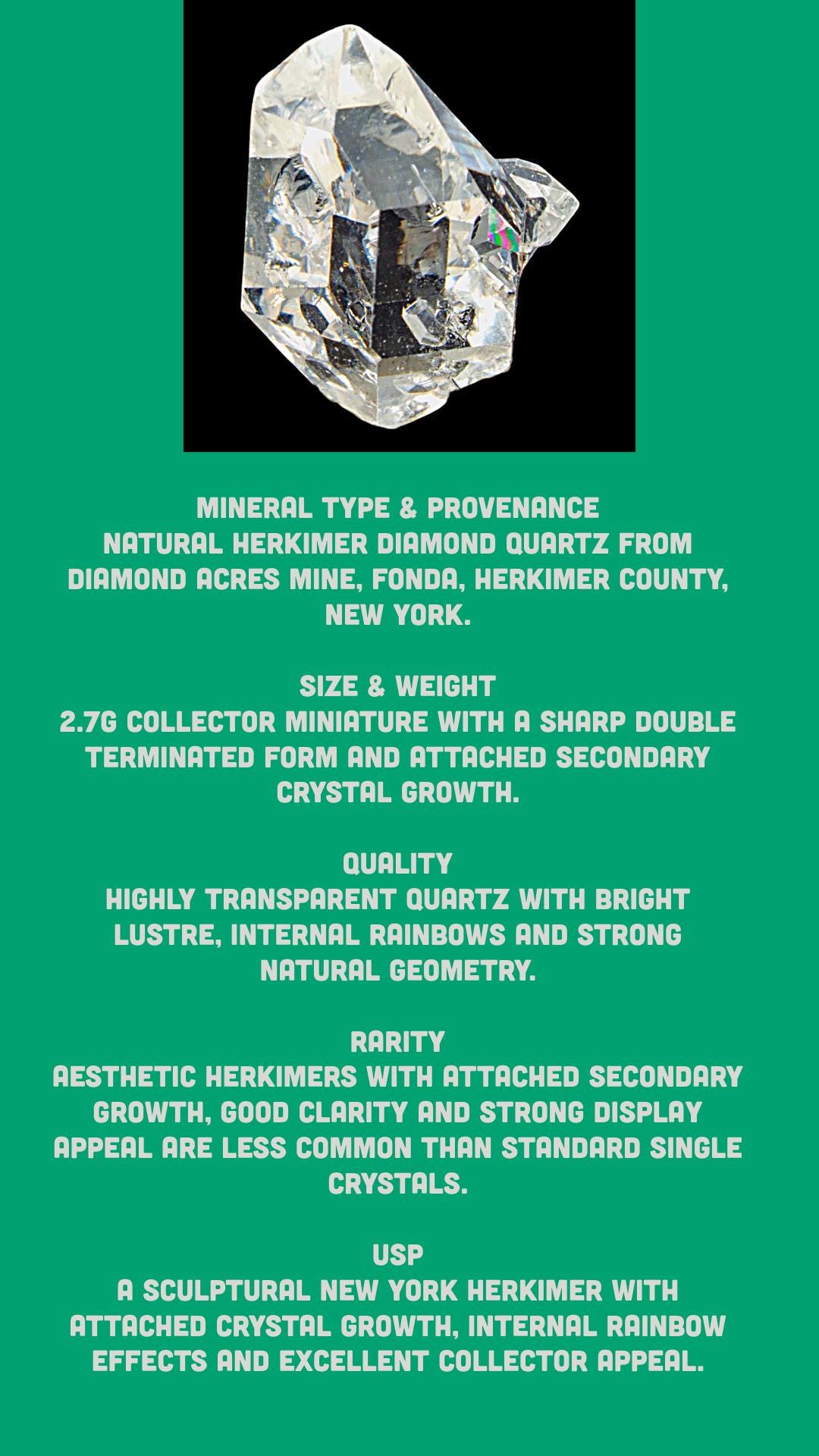 Herkimer diamond crystal, double terminated quartz crystal cluster, clear quartz from new york for collectors - Image 8