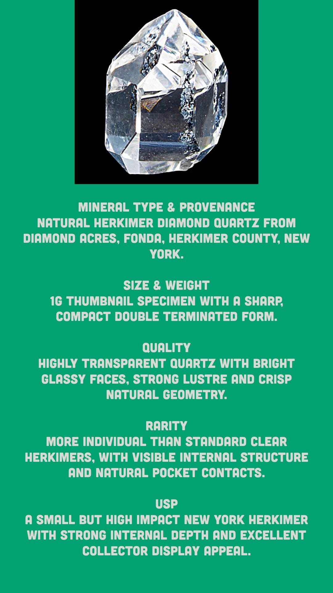 Herkimer diamond crystal, double terminated quartz crystal from new york, clear quartz specimen for collectors - Image 6