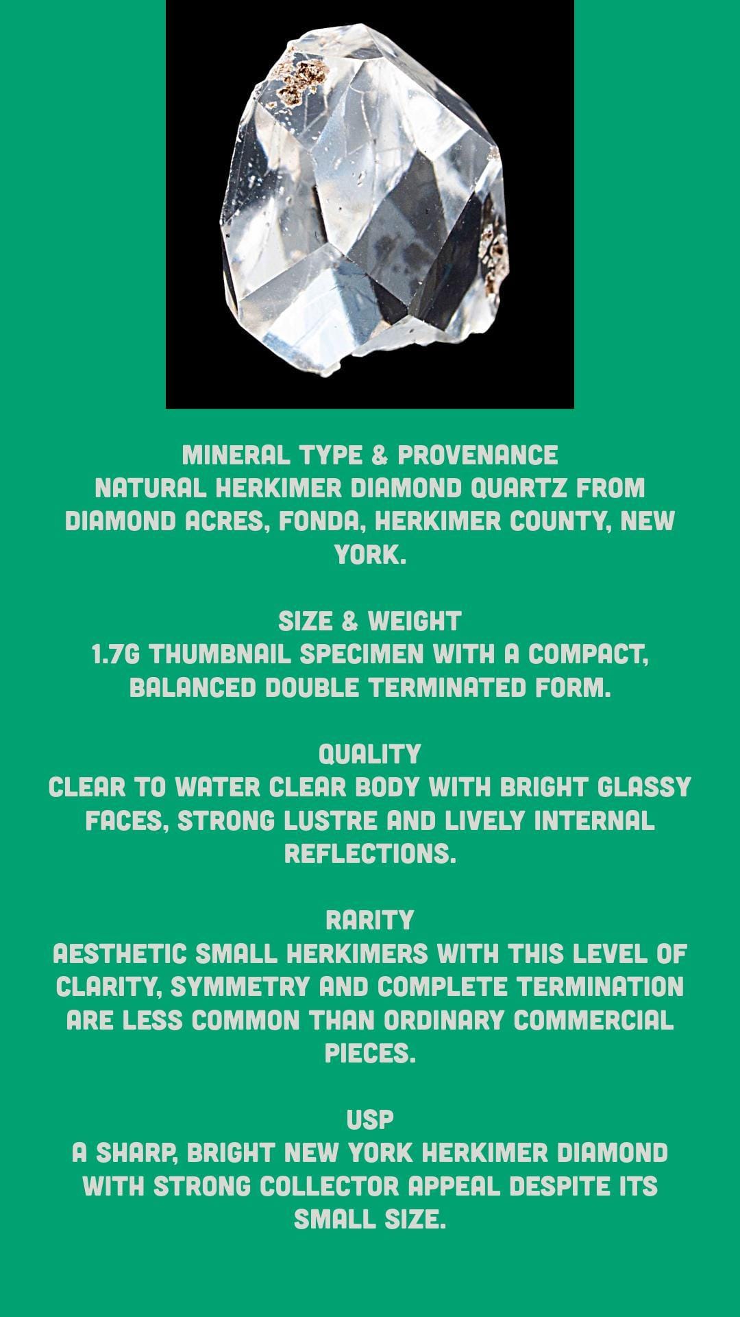 Herkimer diamond crystal, clear double terminated quartz, natural new york mineral specimen for collectors - Image 6
