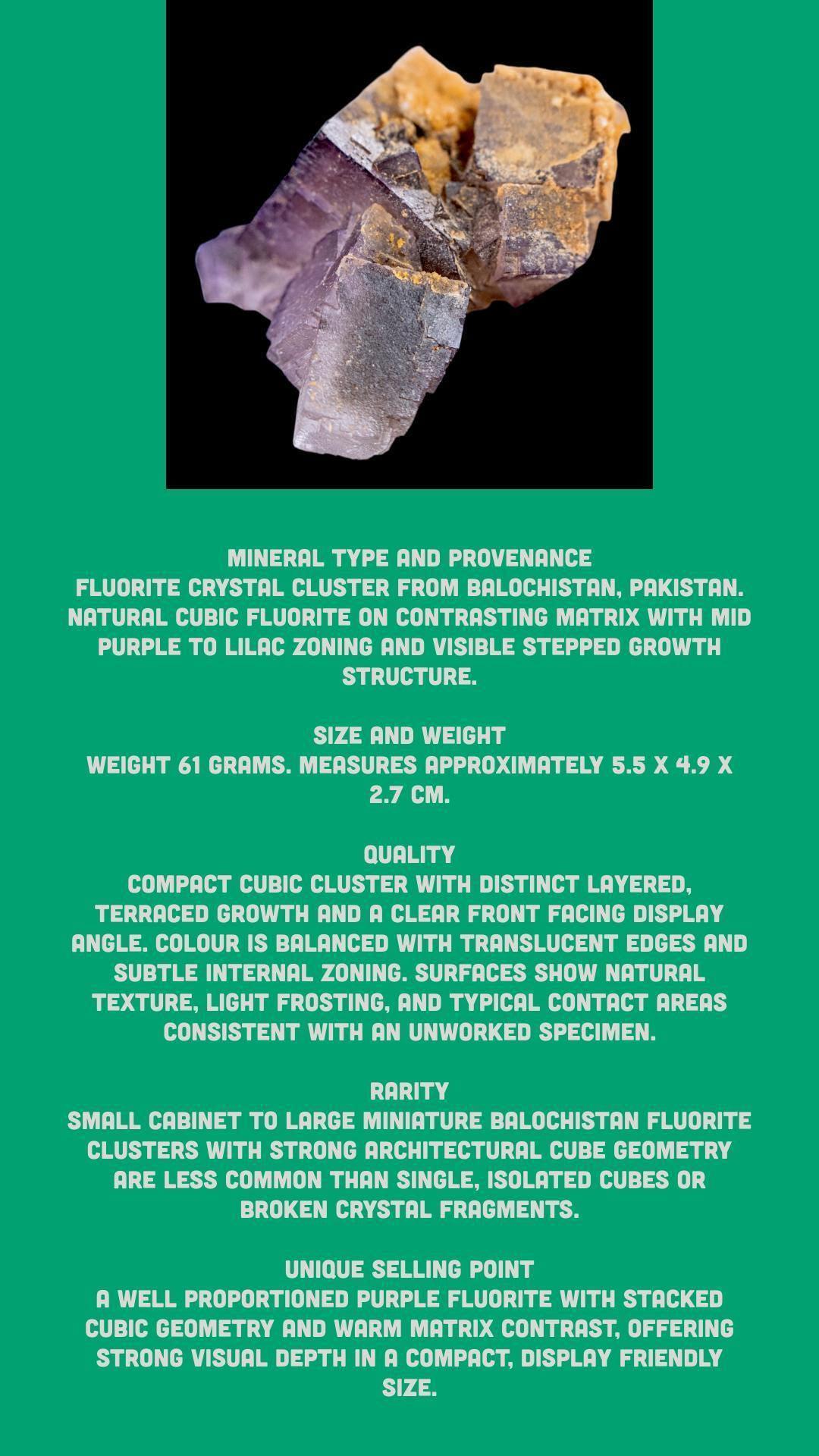Fluorite crystal, purple fluorite ideal for desk, displaying or collectors - Image 6