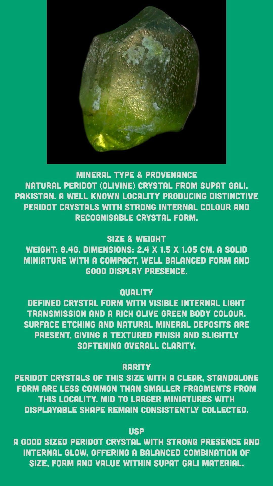 Natural peridot crystal, raw green peridot specimen, olivine crystal, collector mineral, august birthstone, home decor - Image 7