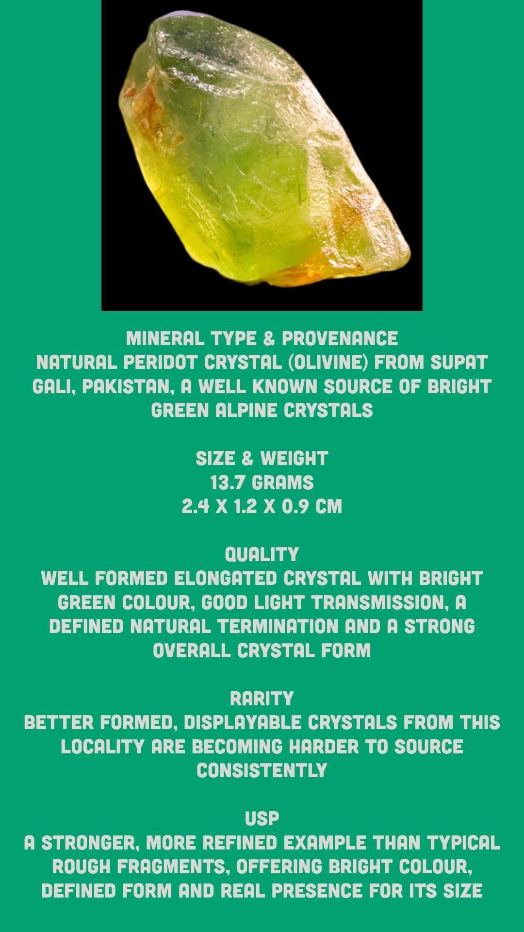 Raw peridot crystal, green peridot specimen, natural olivine crystal, august birthstone, mineral specimen for collectors and display - Image 8