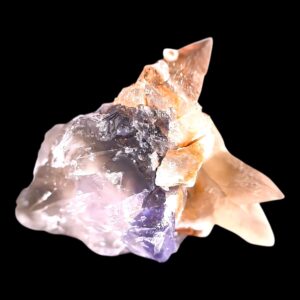 Purple fluorite crystal with calcite, natural fluorite cluster, raw fluorite mineral specimen, collector crystal, home decor display