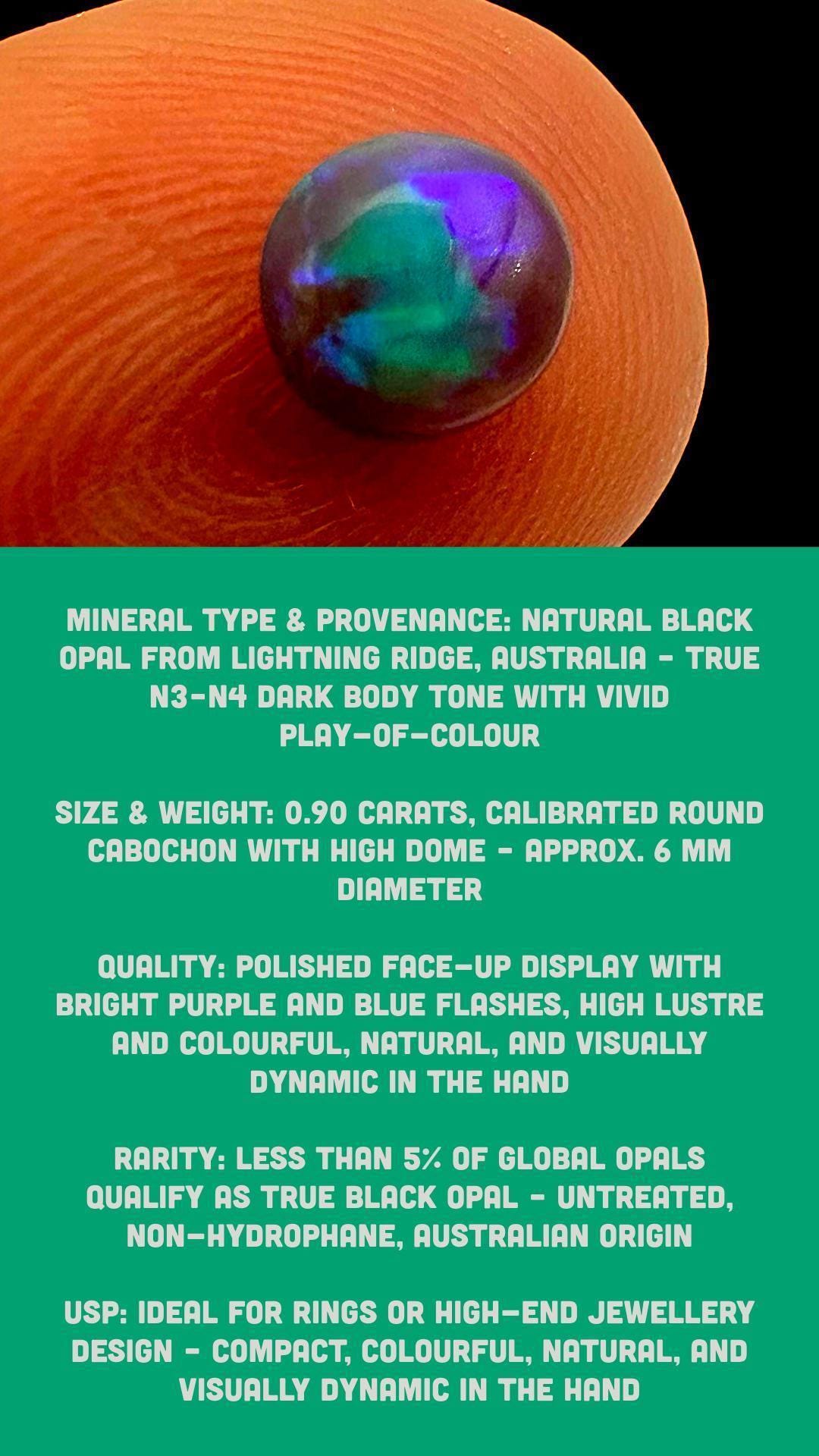 Black opal with vivid purple and blue flash, natural loose opal for rings or pendants, australian opal cabochon - Image 6