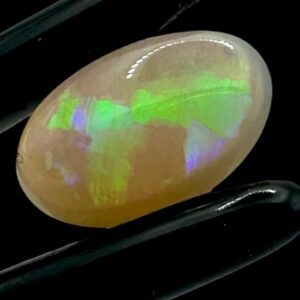 Opal cabochon for jewellery, natural solid opal with green and purple play of colour, loose oval opal stone for ring or pendant