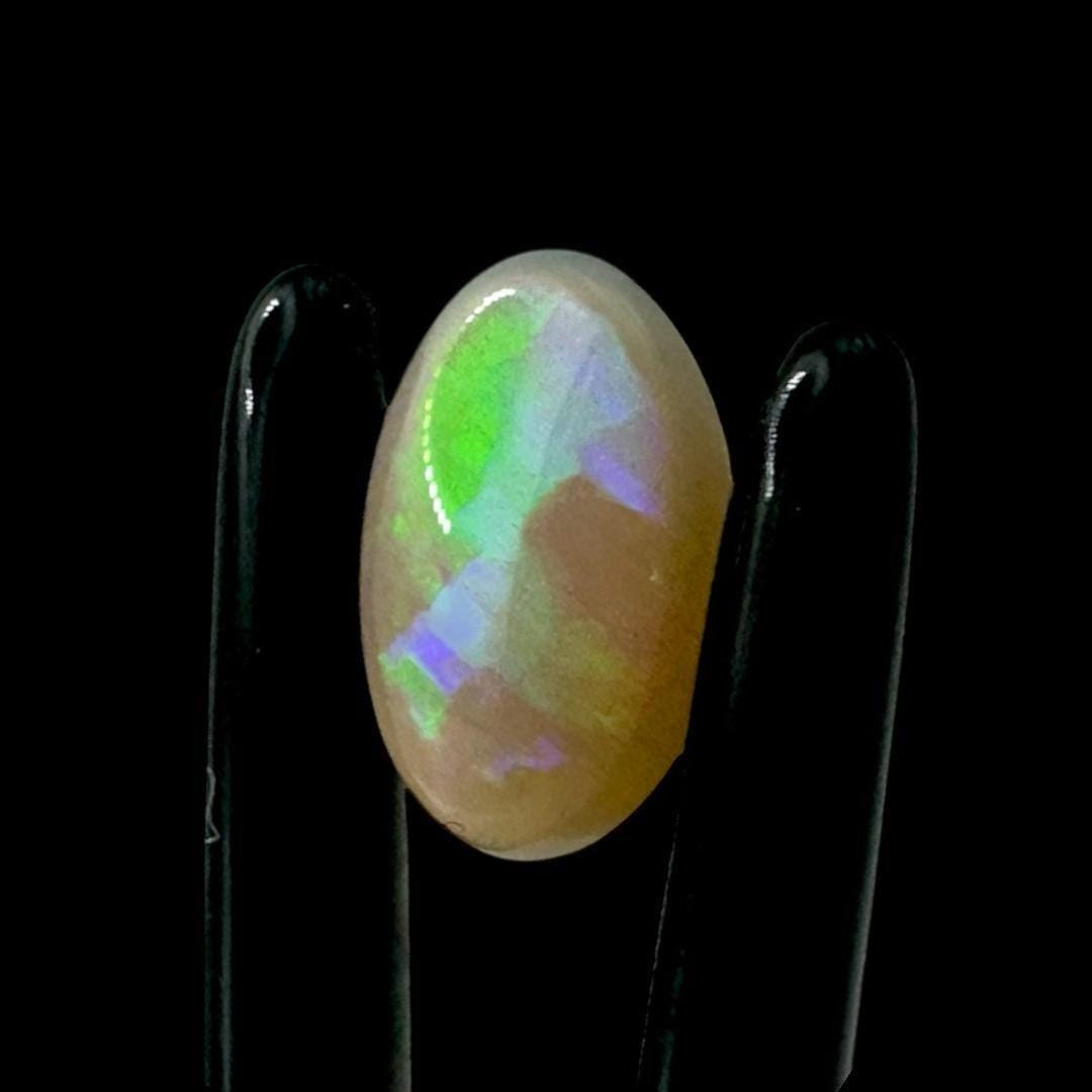 Opal cabochon for jewellery, natural solid opal with green and purple play of colour, loose oval opal stone for ring or pendant - Image 2