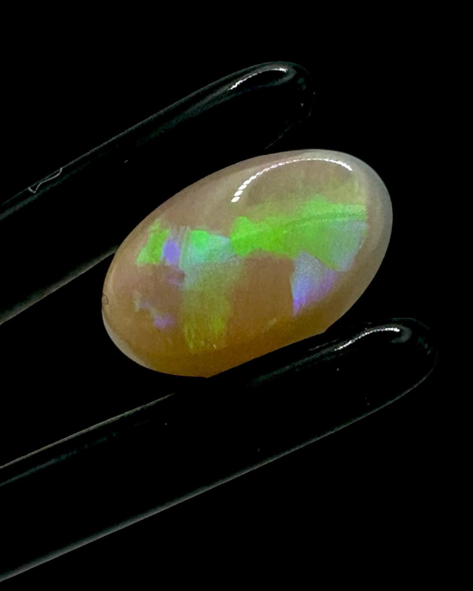 Opal cabochon for jewellery, natural solid opal with green and purple play of colour, loose oval opal stone for ring or pendant - Image 3