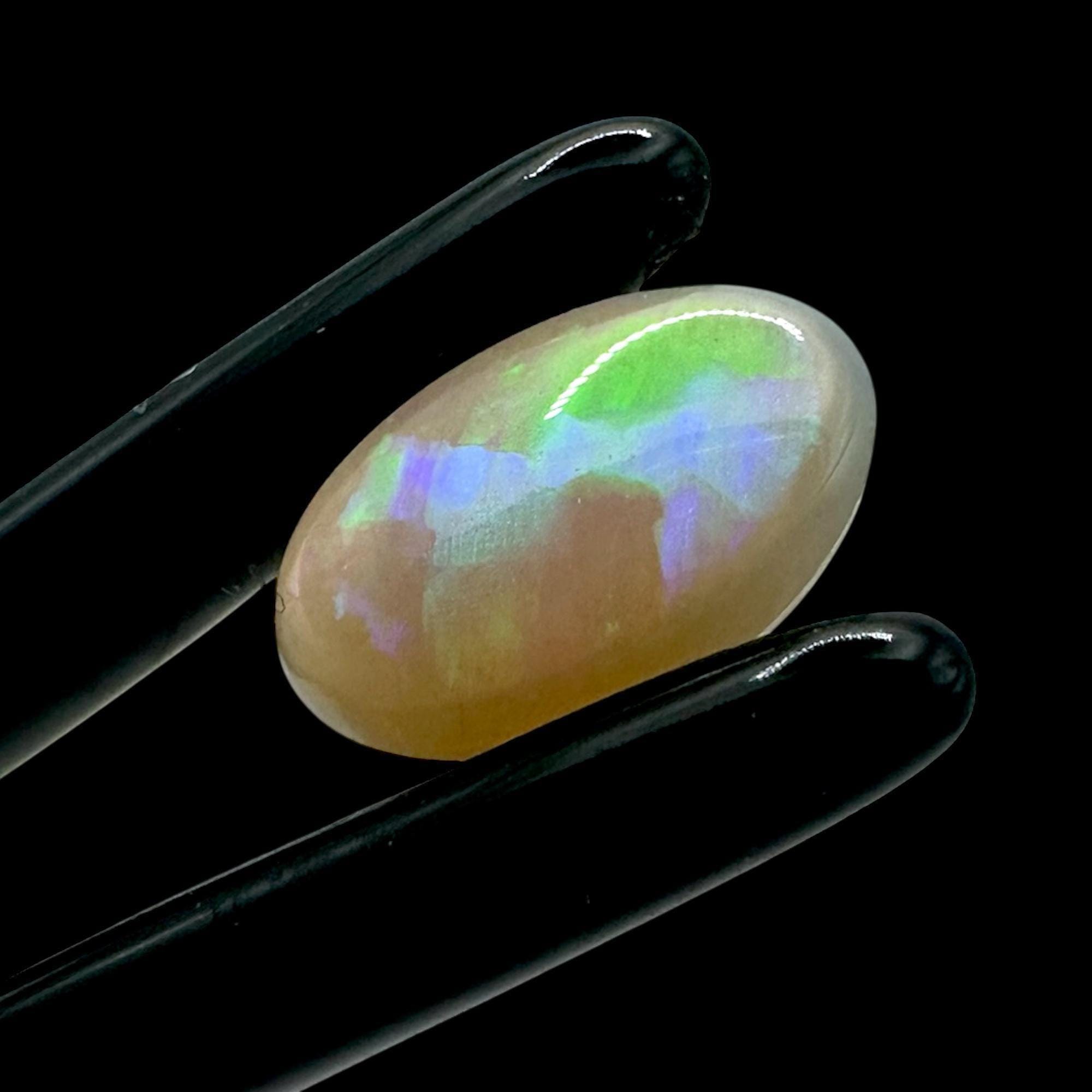 Opal cabochon for jewellery, natural solid opal with green and purple play of colour, loose oval opal stone for ring or pendant - Image 4