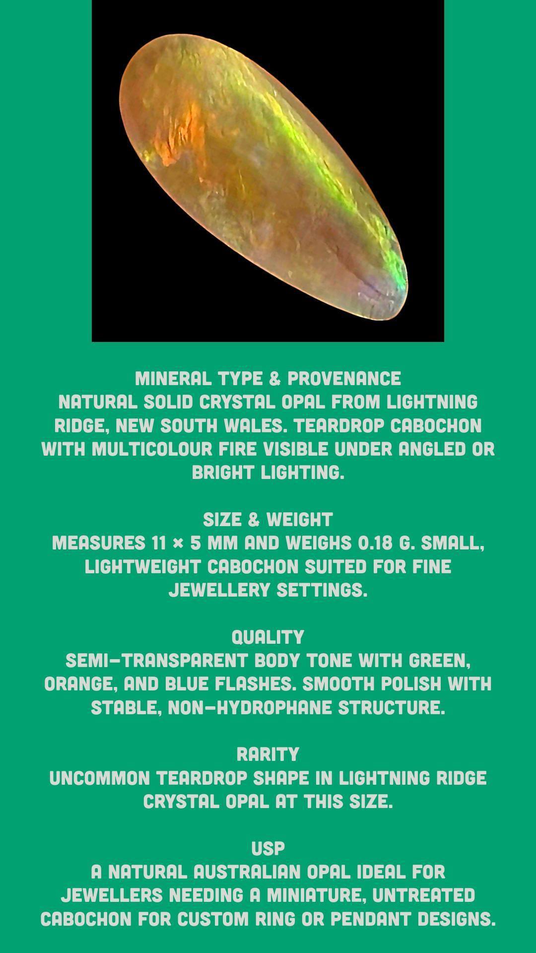 Solid opal cabochon teardrop for jewellery makers, raw australian opal for ring or pendant settings, loose opal gemstone for crafting gifts - Image 7