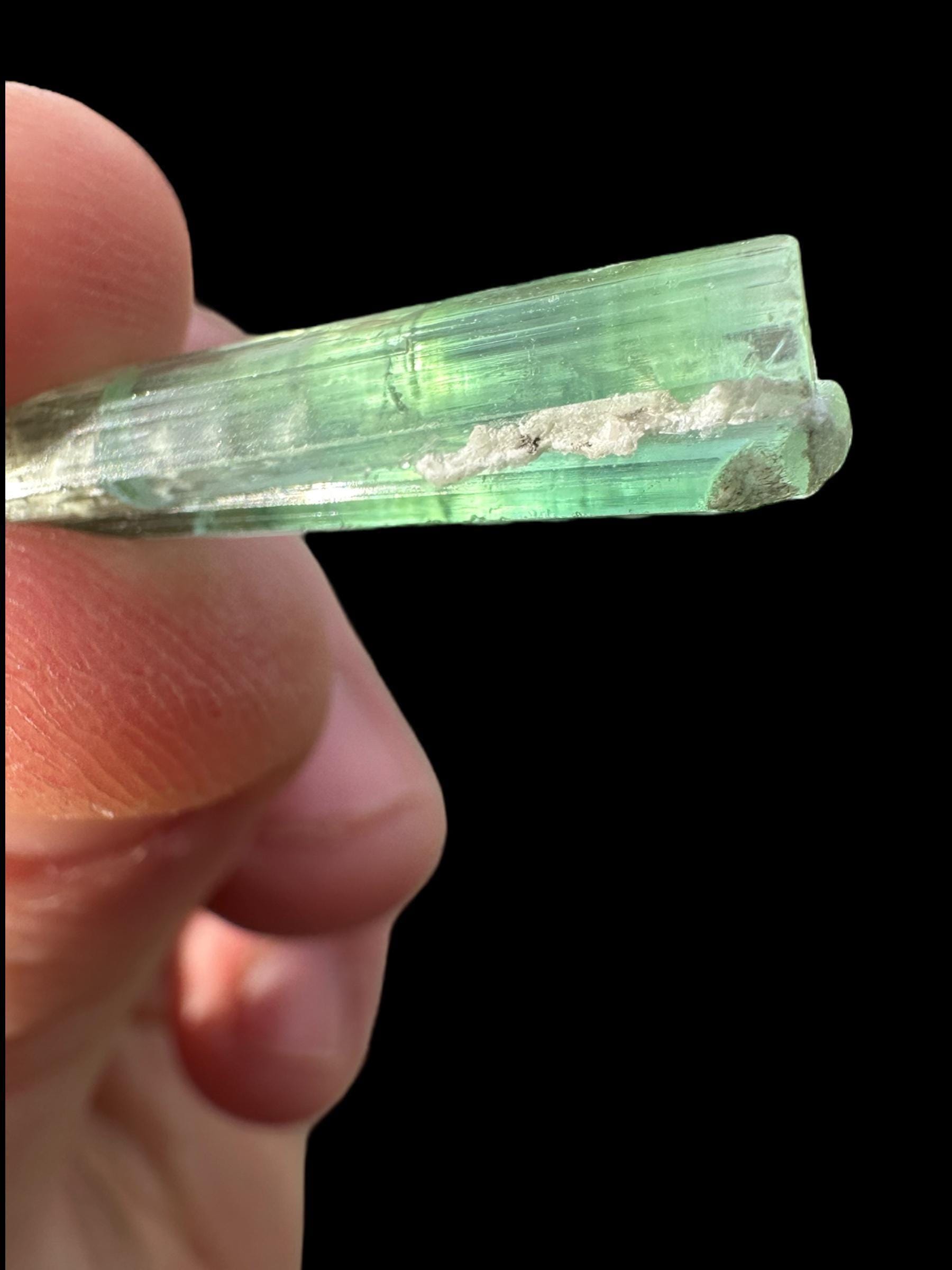 Green green elbaite tourmaline specimen natural raw tourmaline crystal light green pegmatite mineral for collectors display or energy work - Image 7