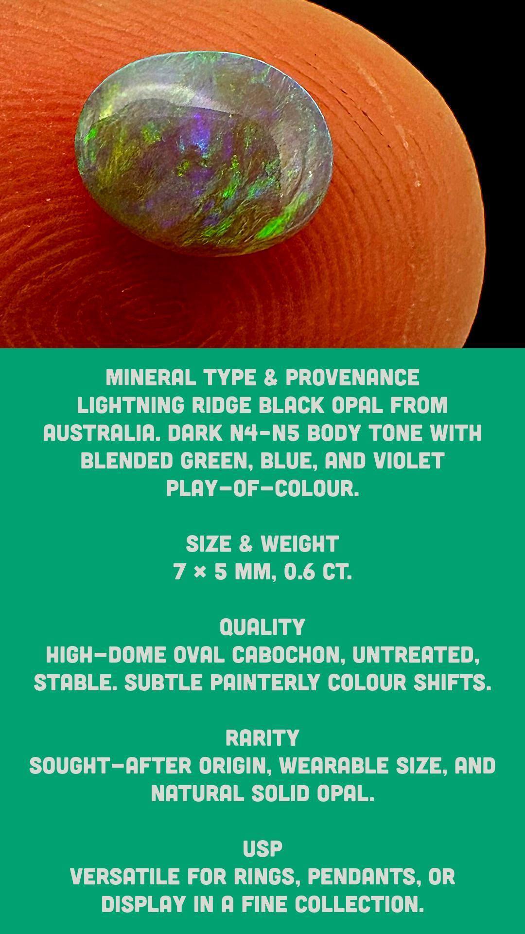 Black opal cabochon lightning ridge, natural australian opal stone, loose opal for jewellery making - Image 7