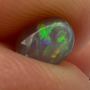 Rare australian black opal, solid lightning ridge opal cabochon, green and violet fire, natural black opal for jewellery or collection