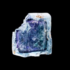 Raw fluorite crystal with deep purple cube, namibian fluorite mineral specimen, okorusu blue fluorite, natural cubic fluorite for sale