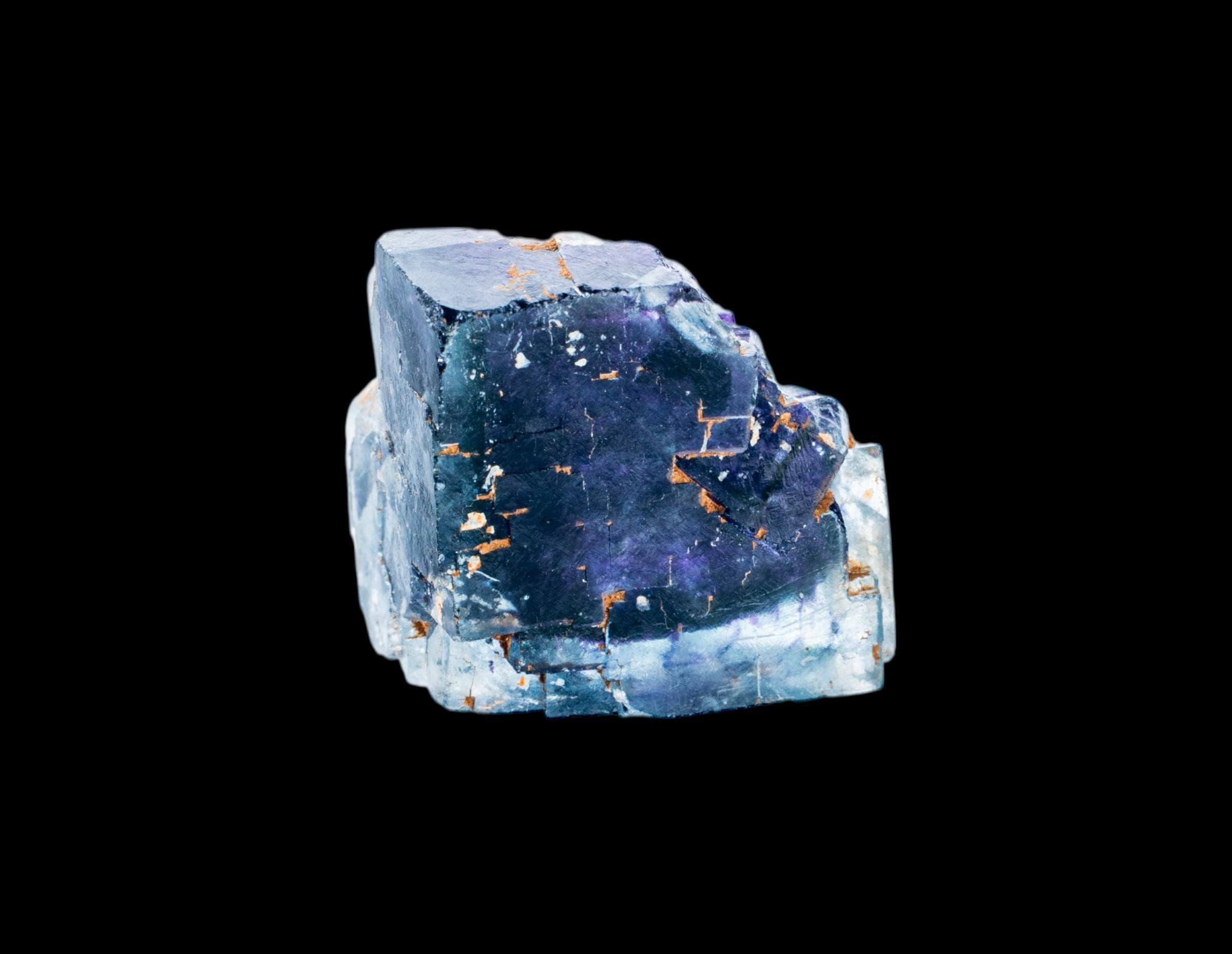 Raw fluorite crystal with deep purple cube, namibian fluorite mineral specimen, okorusu blue fluorite, natural cubic fluorite for sale - Image 3