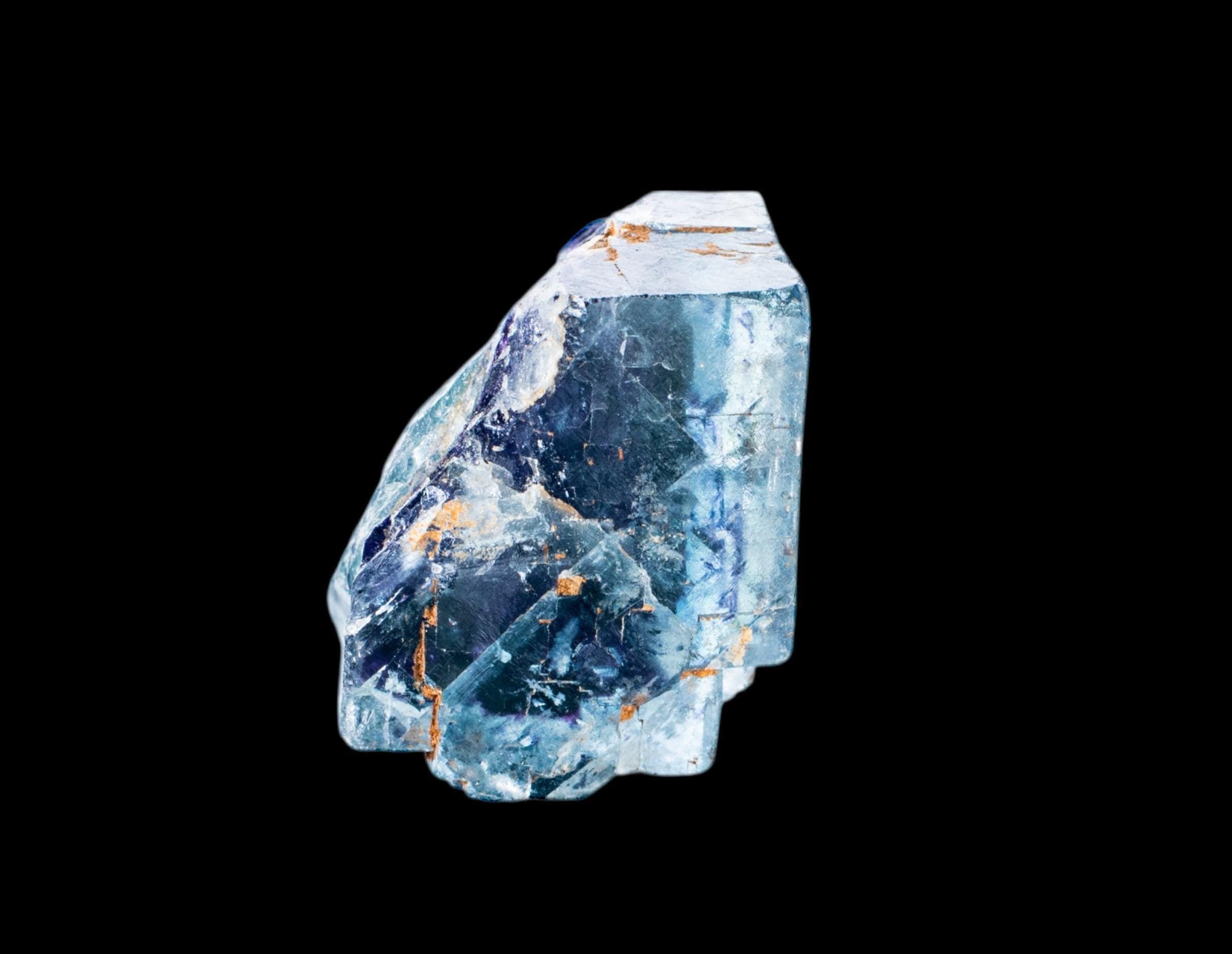Raw fluorite crystal with deep purple cube, namibian fluorite mineral specimen, okorusu blue fluorite, natural cubic fluorite for sale - Image 4