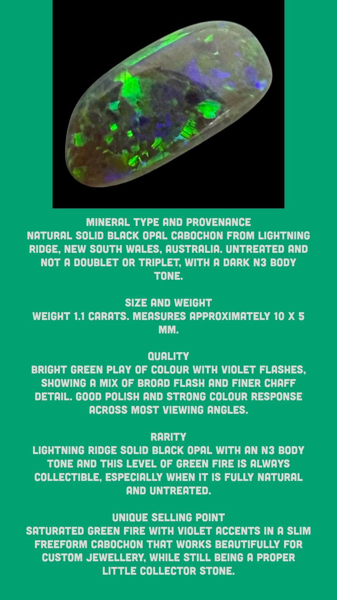 Black opal cabachon from australia, rare lightning ridge opal for jewellery making or collectors - Image 8