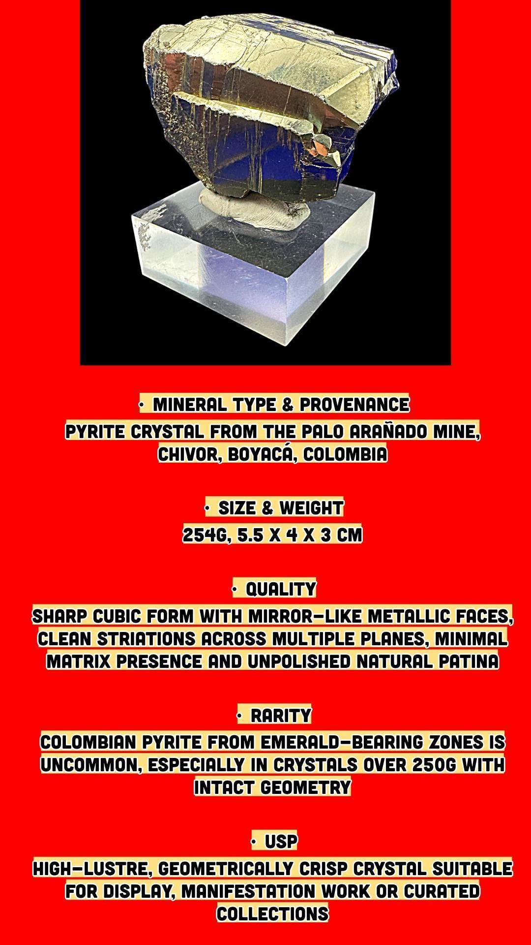 Pyrite crystal from colombia, large cluster, raw pyrite, manifestation crystal, crystal for abundance, grounding stone, home display crystal - Image 3