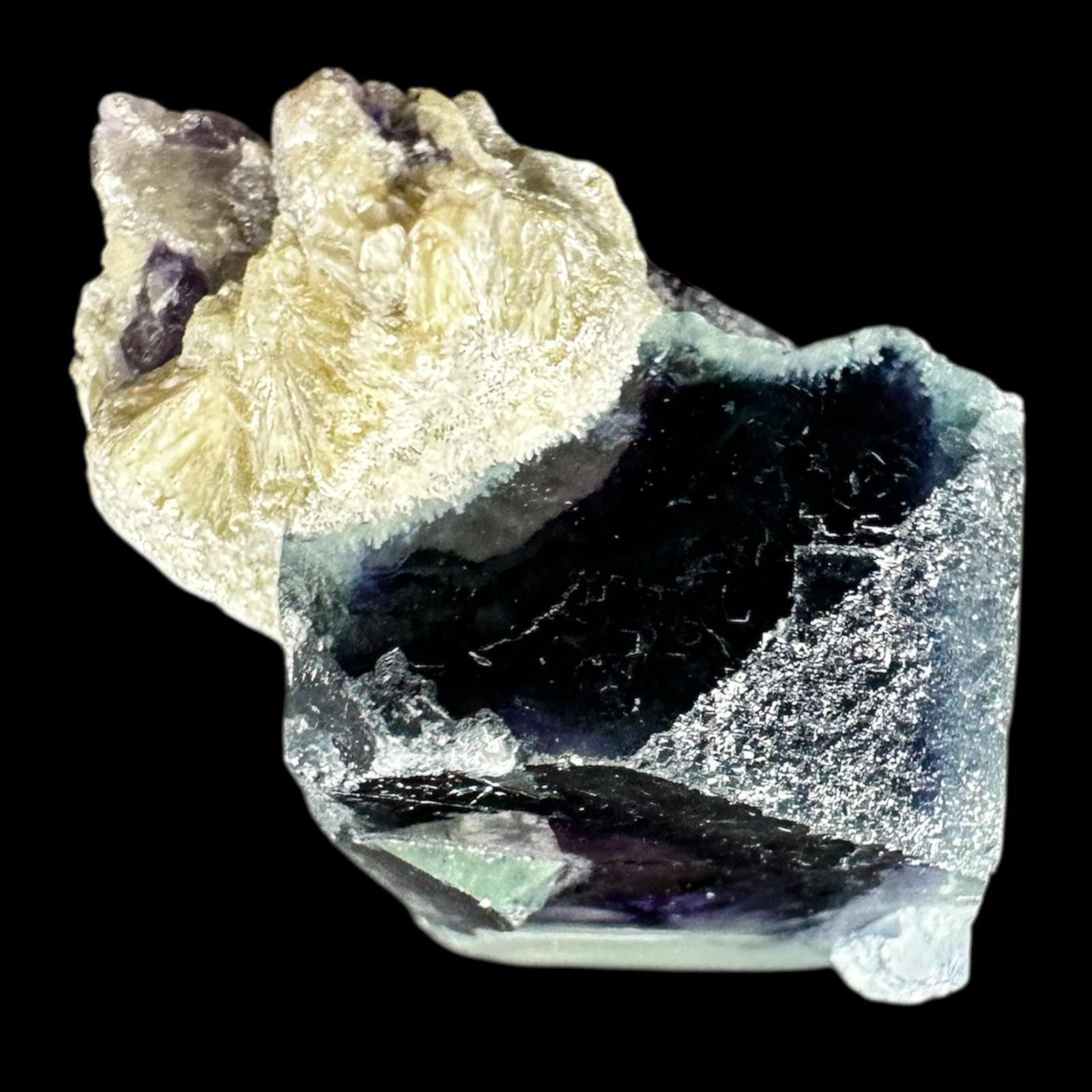Fluorite crystal with phantom core, raw chinese fluorite with purple and indigo zoning, crystal specimen for display or collection - Image 4
