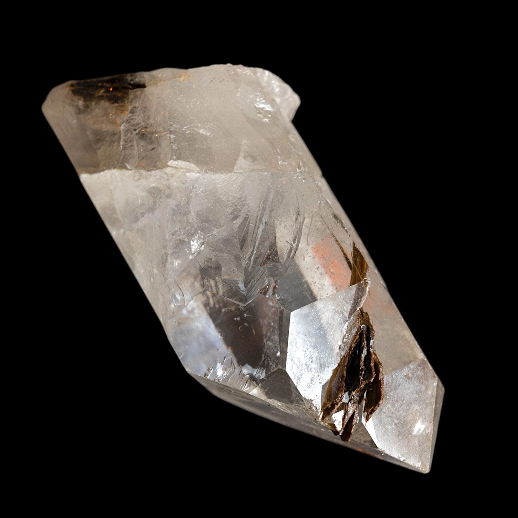 Brookite in quartz crystal from brazil, natural quartz with brookite inclusions, clear quartz point, rare collector mineral - Image 2
