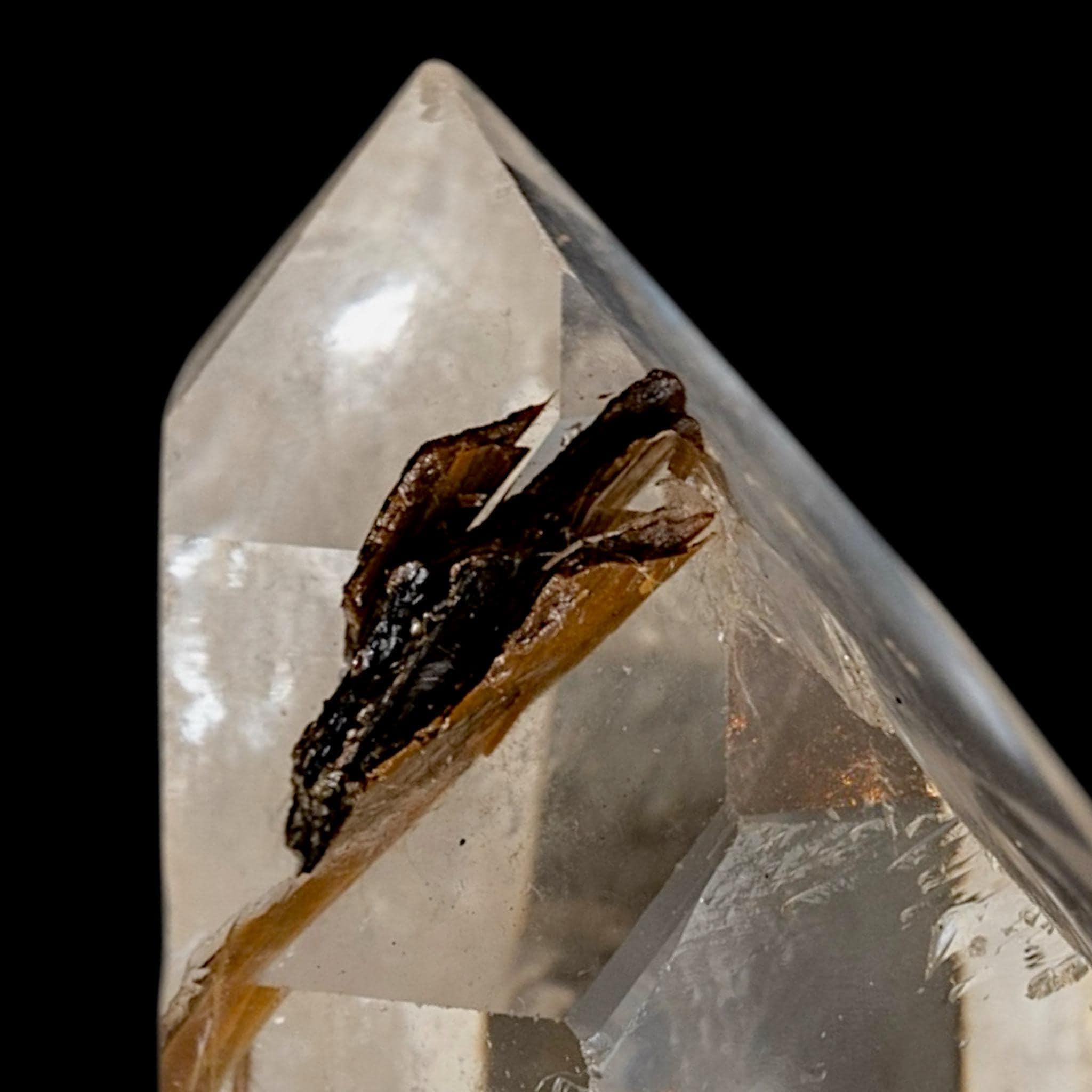 Brookite in quartz crystal from brazil, natural quartz with brookite inclusions, clear quartz point, rare collector mineral - Image 4